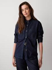 Long-Sleeve Buttoned-Down Denim Blouse rw&co Special Offer