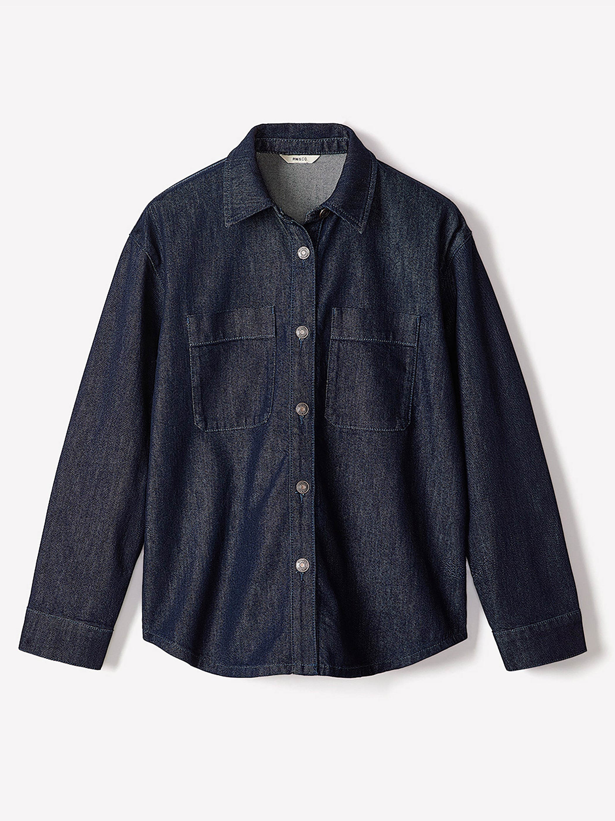 Long-Sleeve Buttoned-Down Denim Blouse rw&co Special Offer