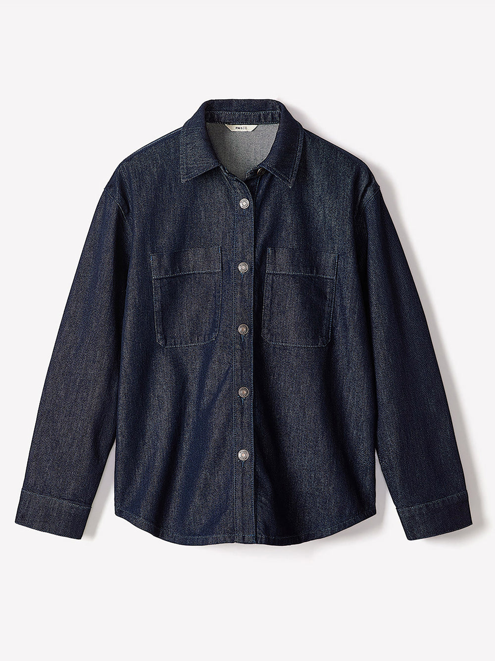 Long-Sleeve Buttoned-Down Denim Blouse rw&co Special Offer
