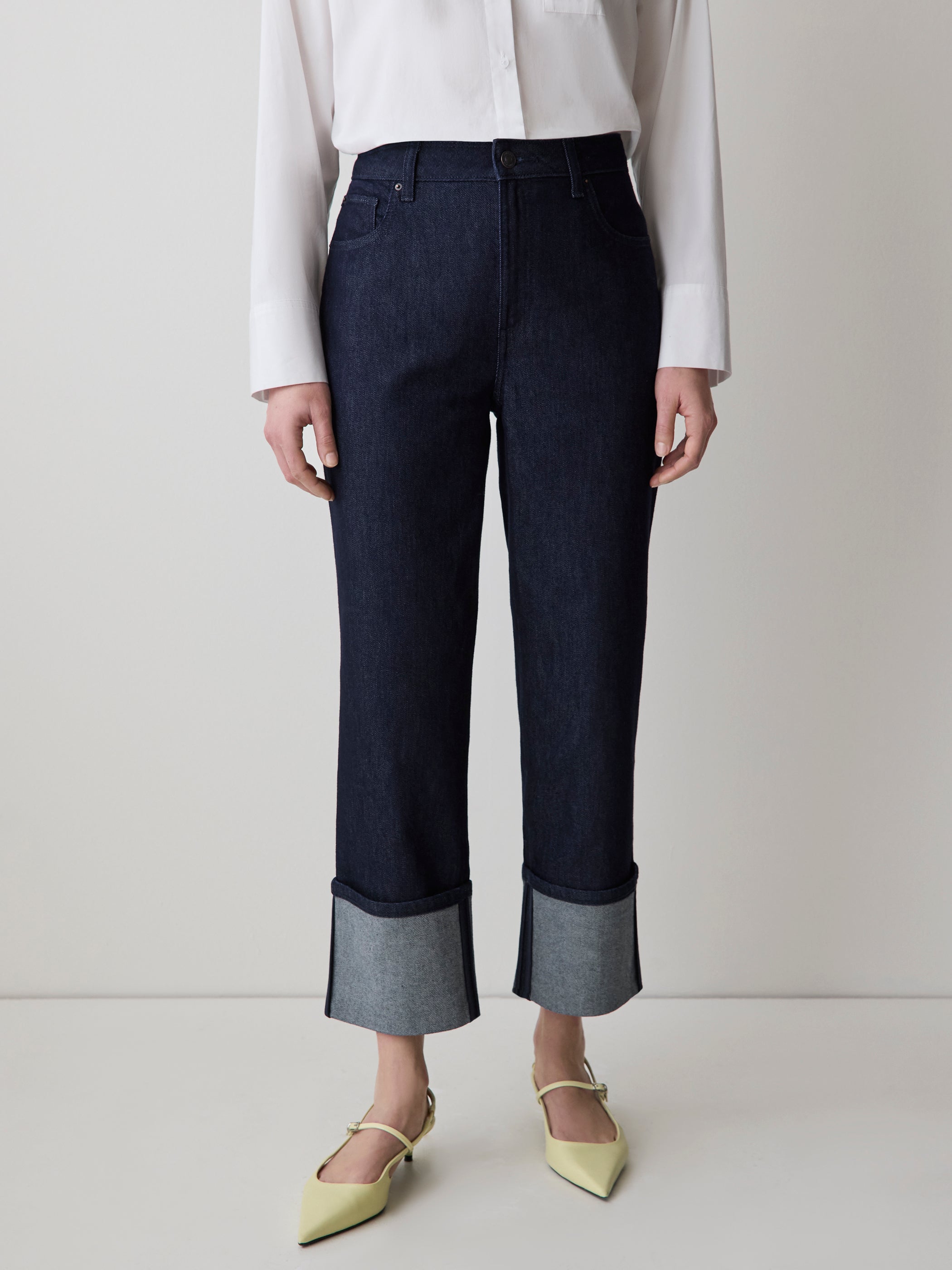 High-Rise Straight-Leg Jeans with Rolled Cuffs rw&co Great Value Deal