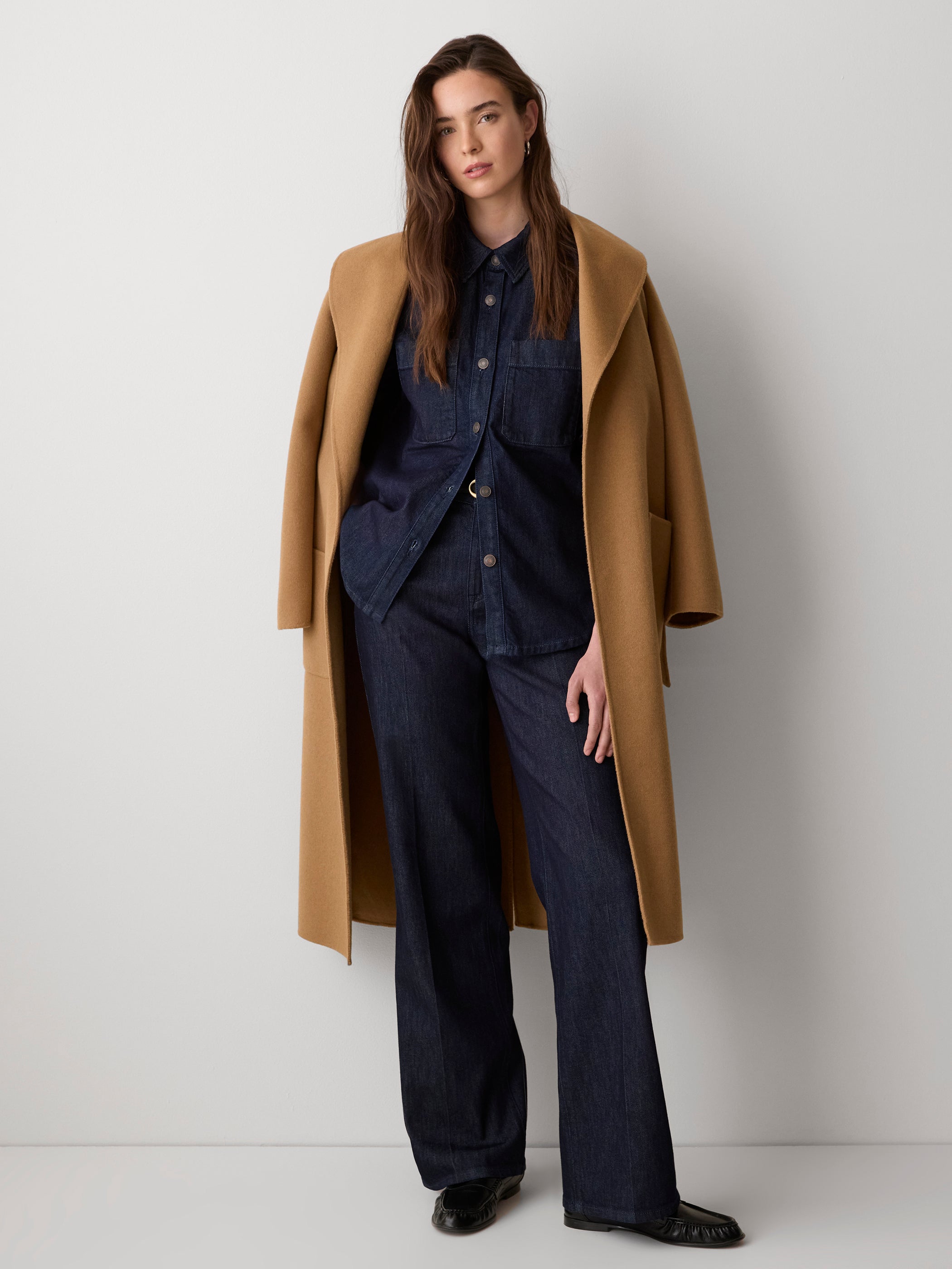 High-Rise Wide-Leg Denim Trousers rw&co Exclusive Sale Price