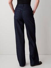 High-Rise Wide-Leg Denim Trousers rw&co Exclusive Sale Price