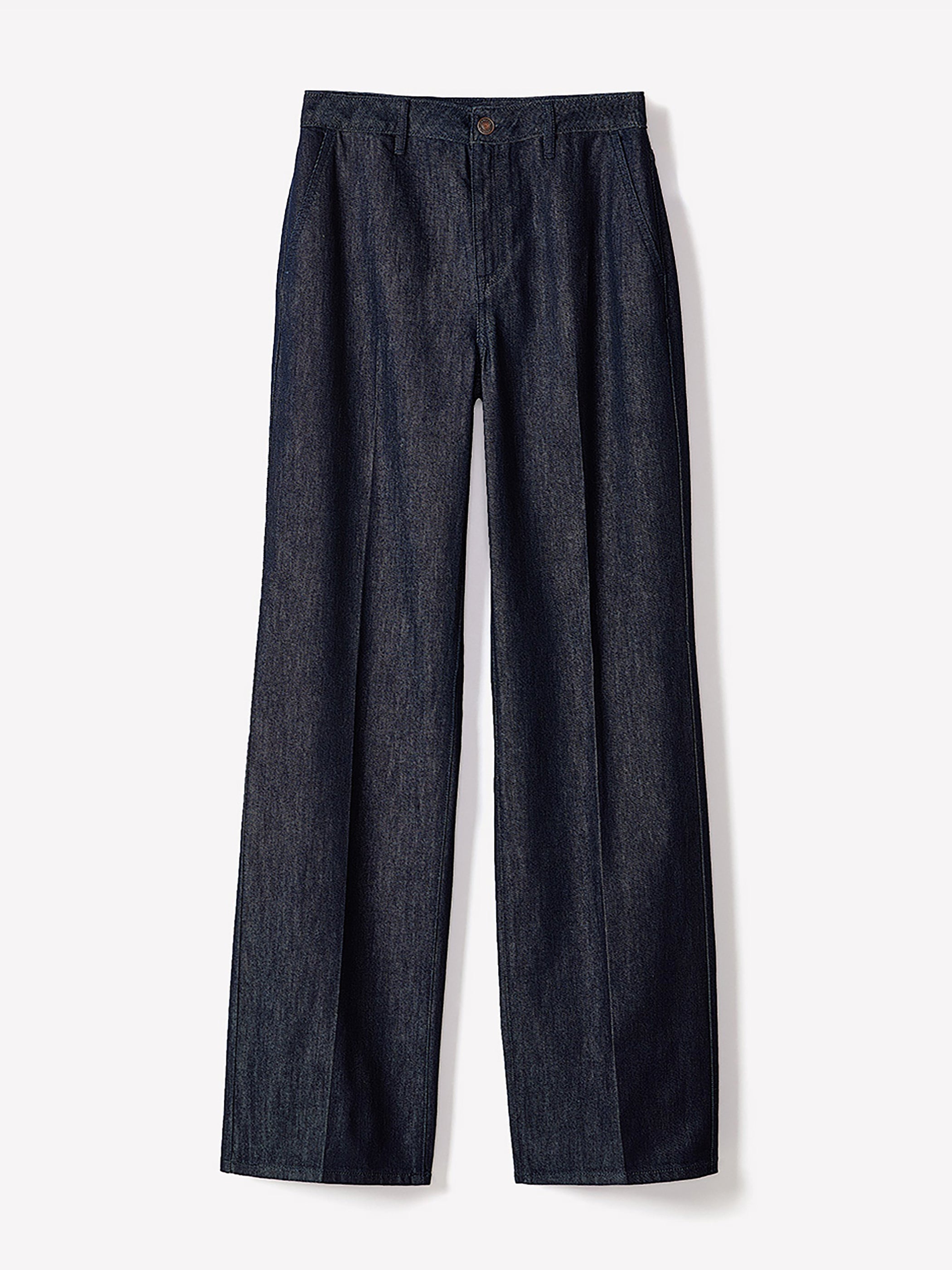 High-Rise Wide-Leg Denim Trousers rw&co Exclusive Sale Price