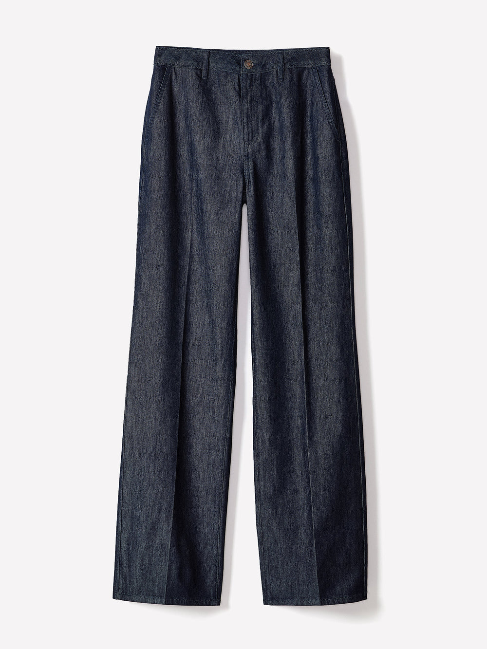 High-Rise Wide-Leg Denim Trousers rw&co Exclusive Sale Price