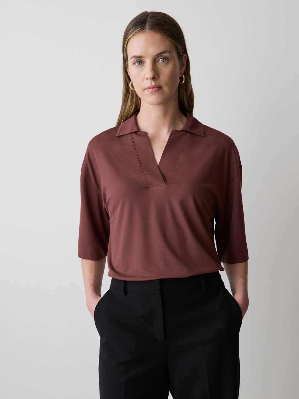 Piqué-Knit Short-Sleeve Polo rw&co On Sale