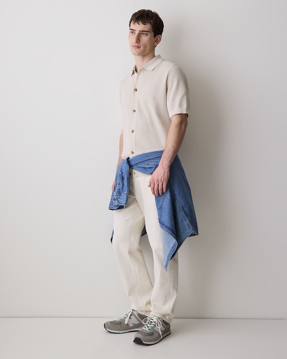 Short-Sleeve Textured Shirt Sweater rw&co Special Promo Price