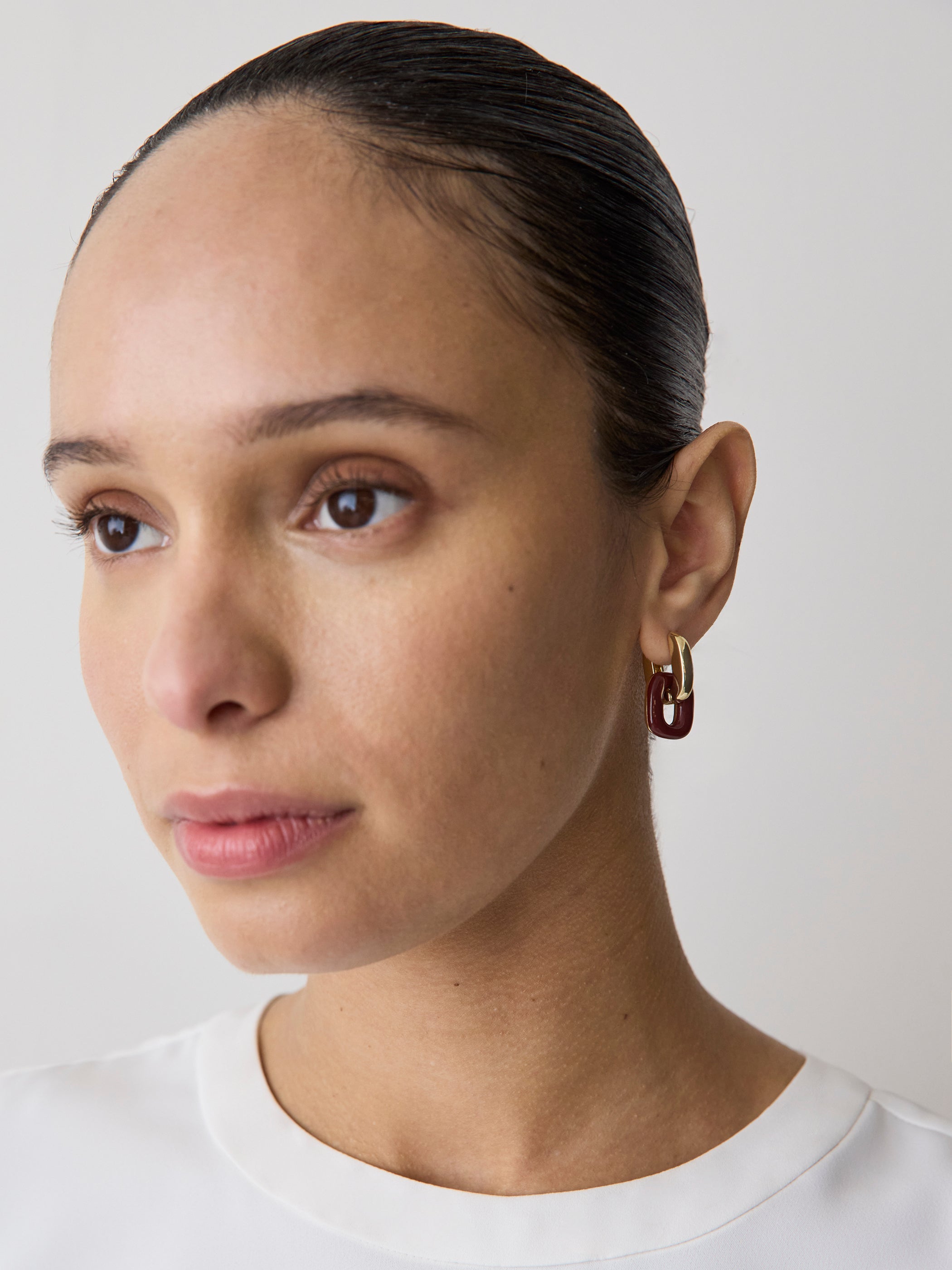 Hoops with Enamel Link Pendant rw&co On Sale