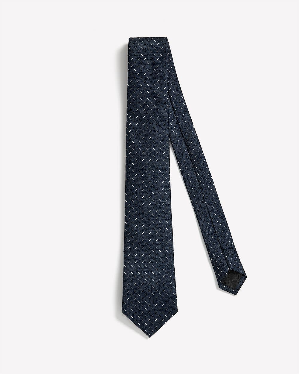 Navy Regular Textured Tie with Dots rw&co Special Offer