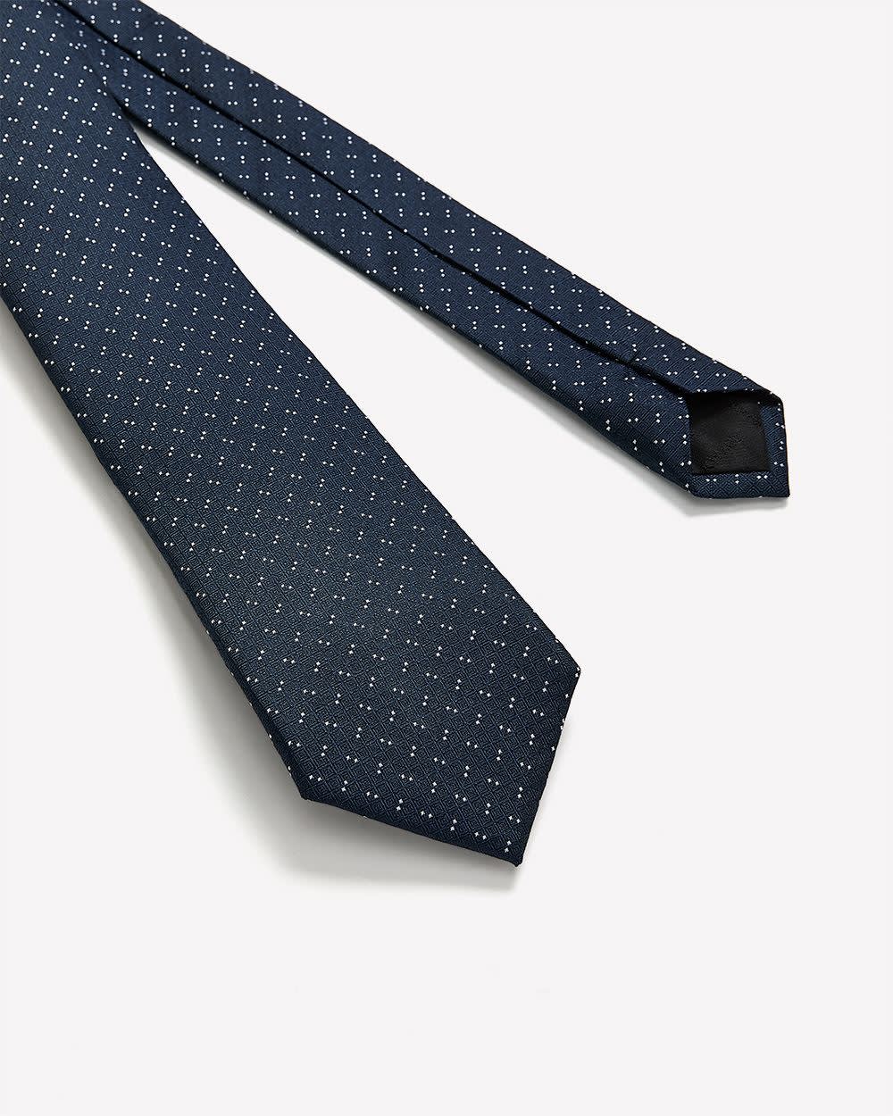 Navy Regular Textured Tie with Dots rw&co Special Offer