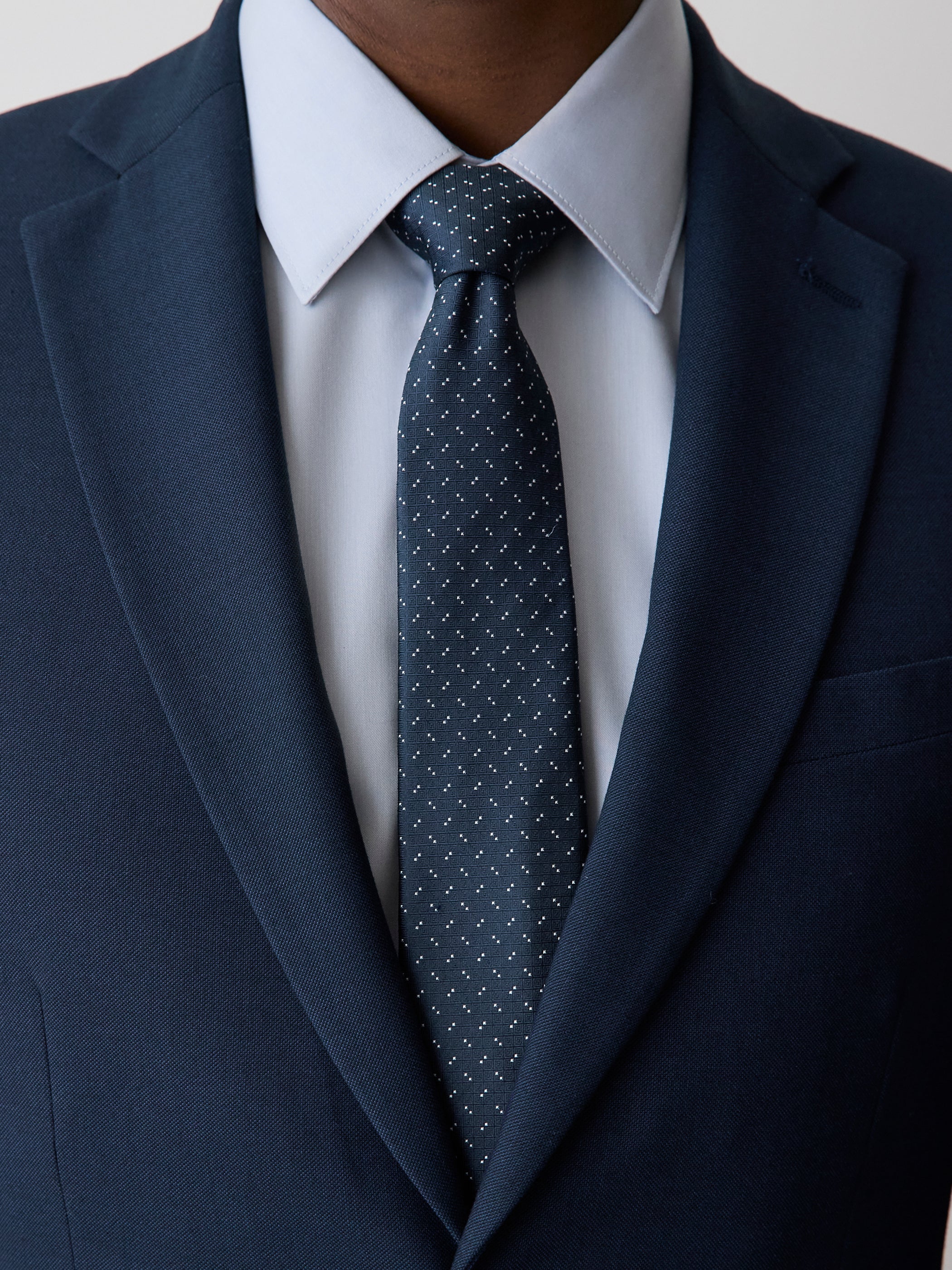 Navy Regular Textured Tie with Dots rw&co Special Offer