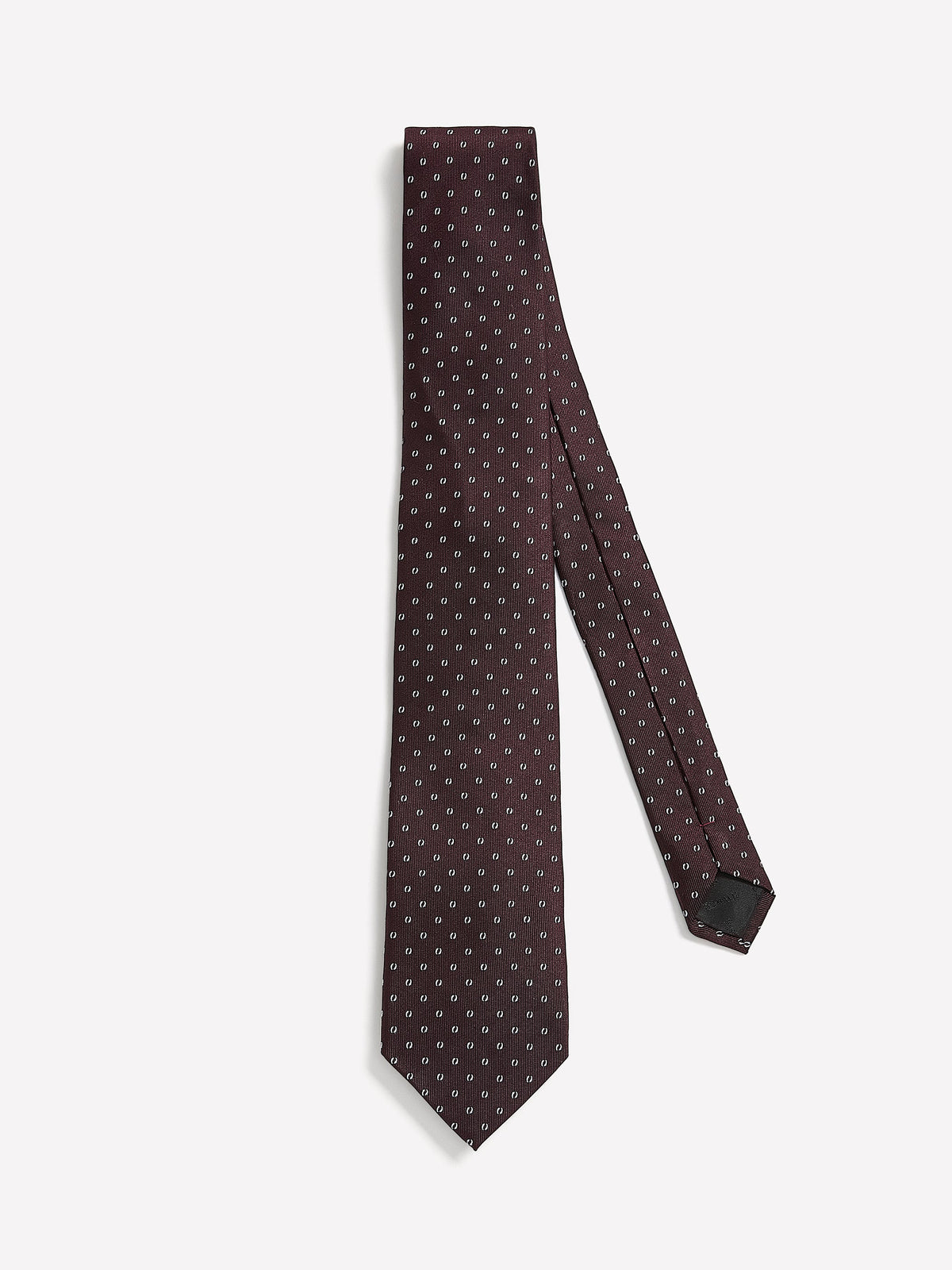 Burgundy Regular Tie with Geometric Pattern rw&co Great Value Deal