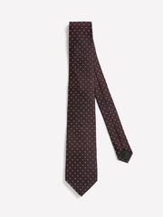 Burgundy Regular Tie with Geometric Pattern rw&co Great Value Deal