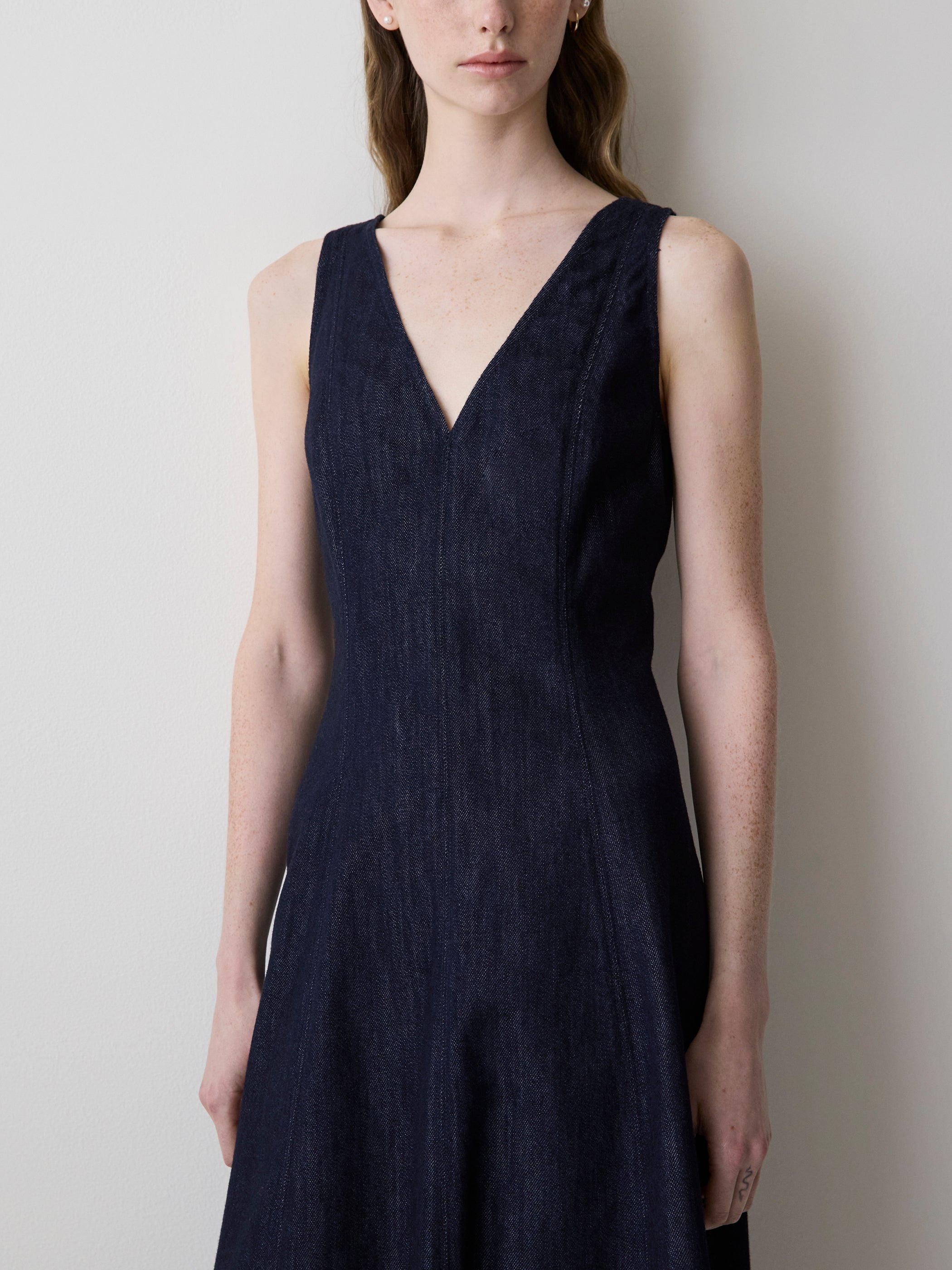 Sleeveless Denim Midi Dress rw&co On Sale
