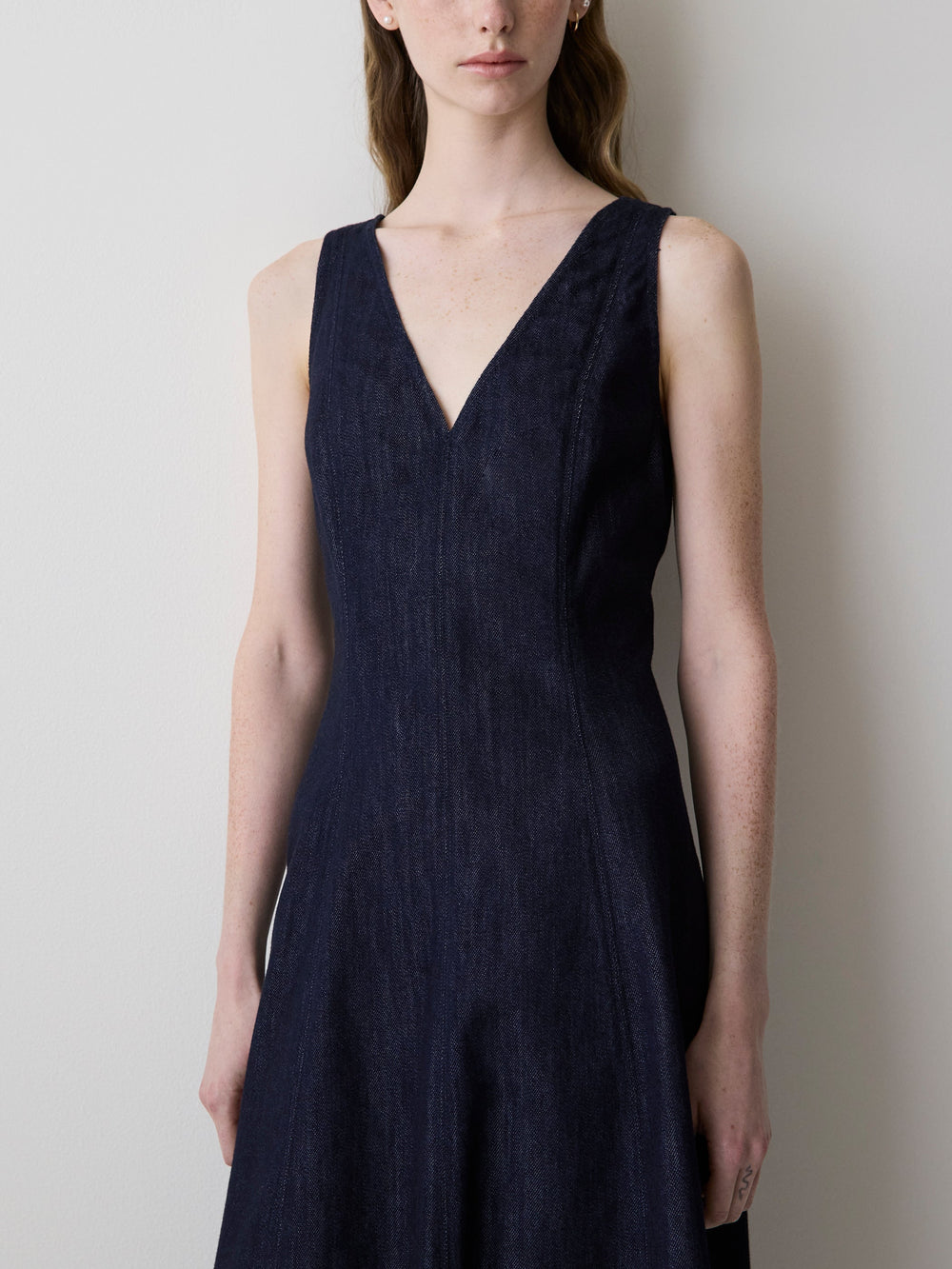 Sleeveless Denim Midi Dress rw&co On Sale