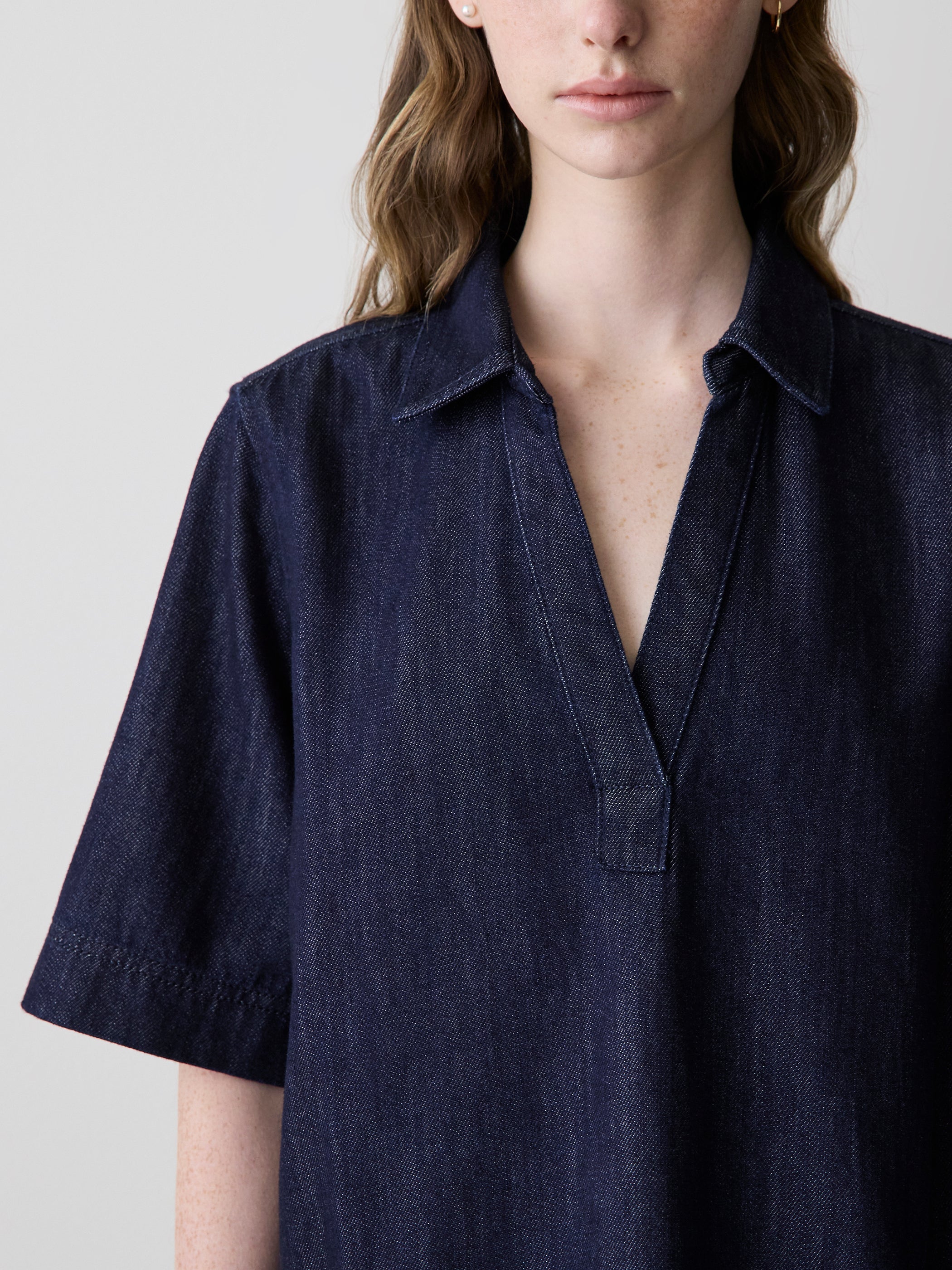 Short-Sleeve Mini Denim Dress rw&co Special Offer