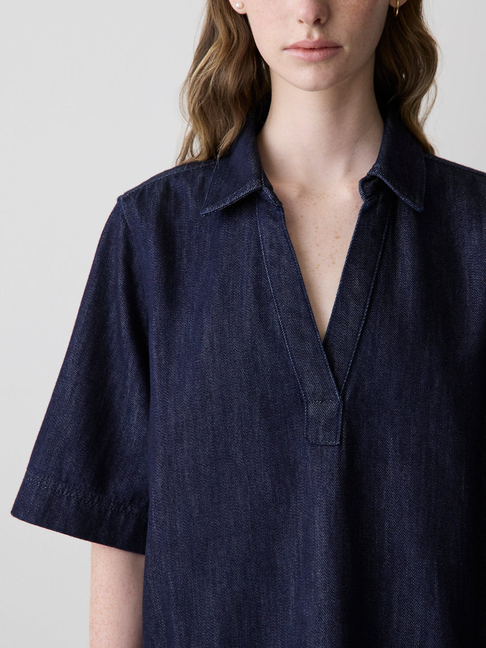 Short-Sleeve Mini Denim Dress rw&co Special Offer