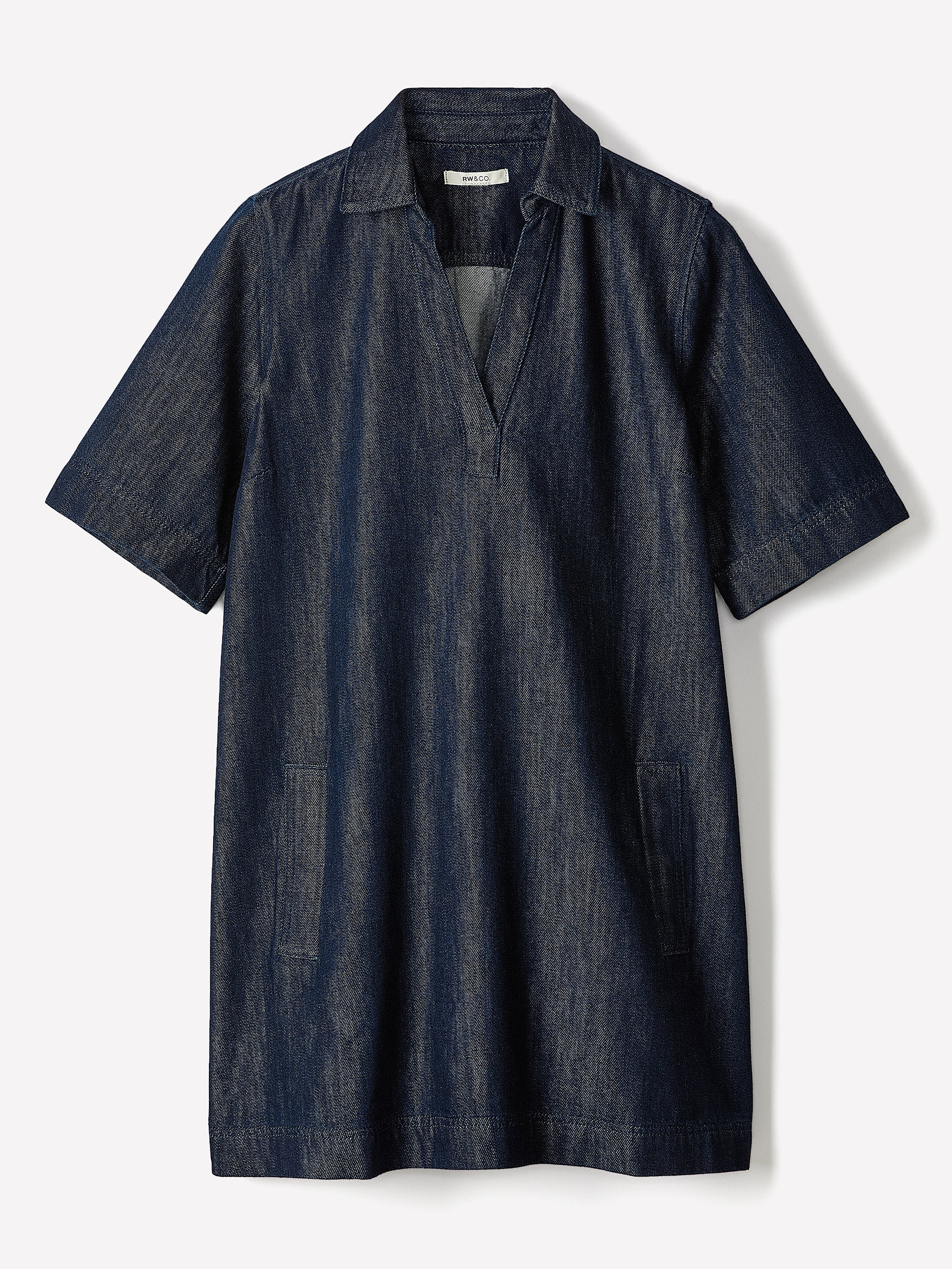 Short-Sleeve Mini Denim Dress rw&co Special Offer