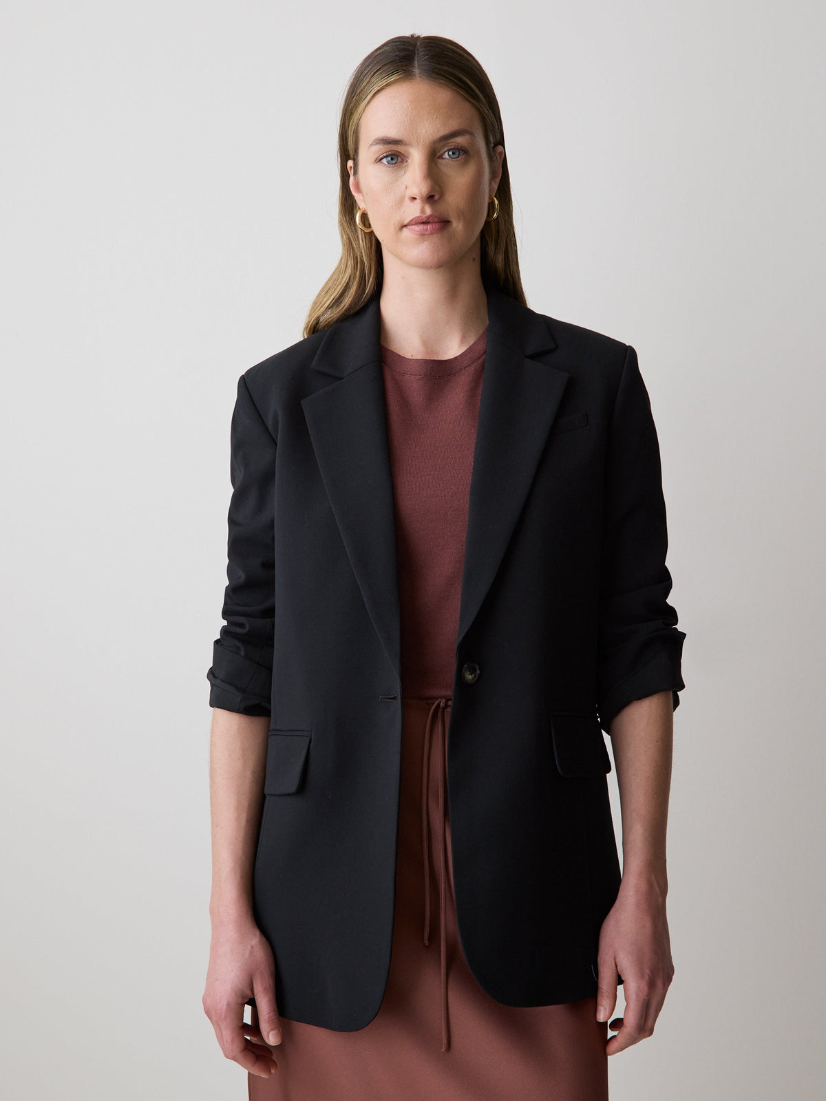 Black Relaxed Fit One-Button Blazer rw&co Special Offer