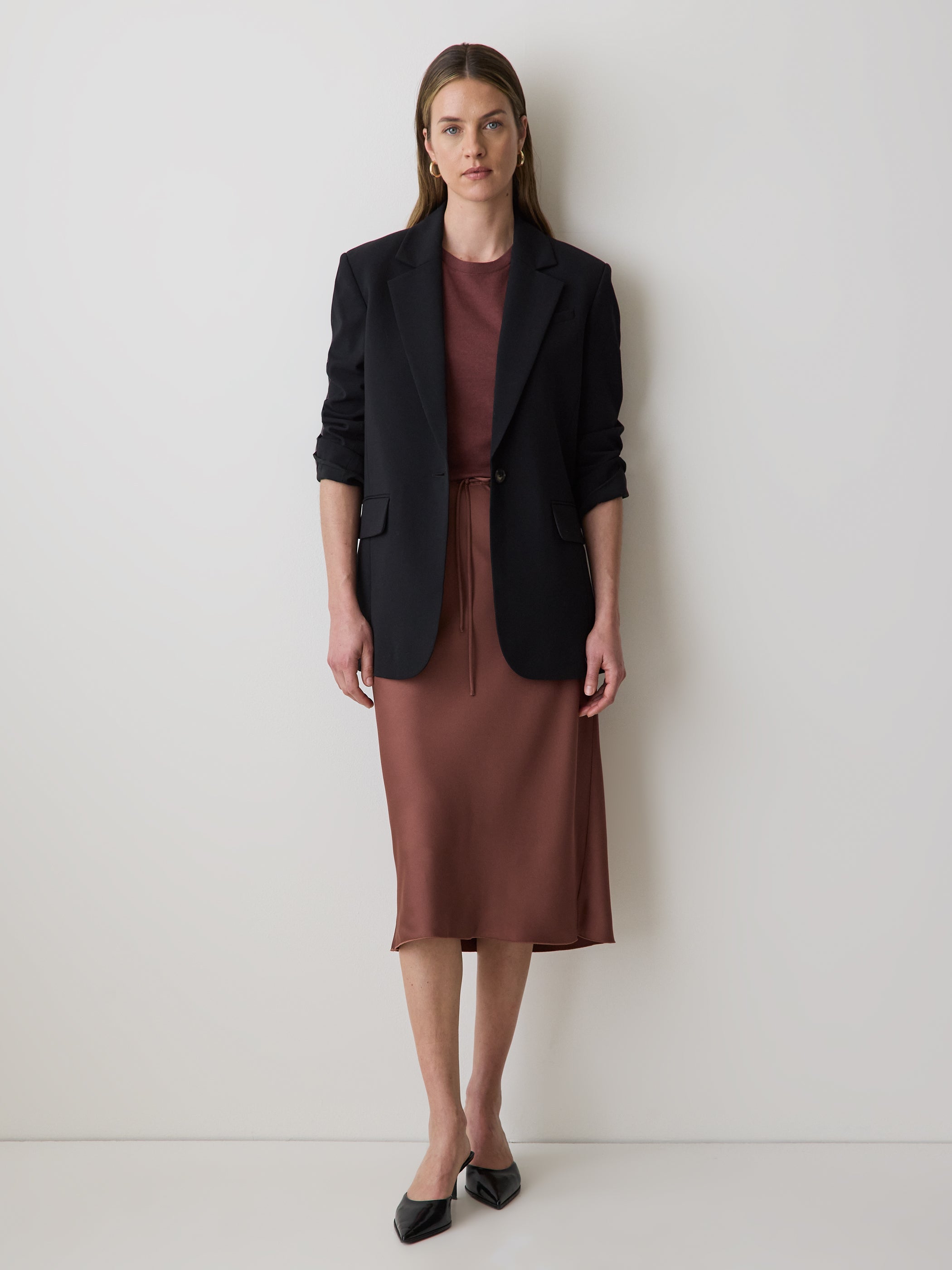 Black Relaxed Fit One-Button Blazer rw&co Special Offer