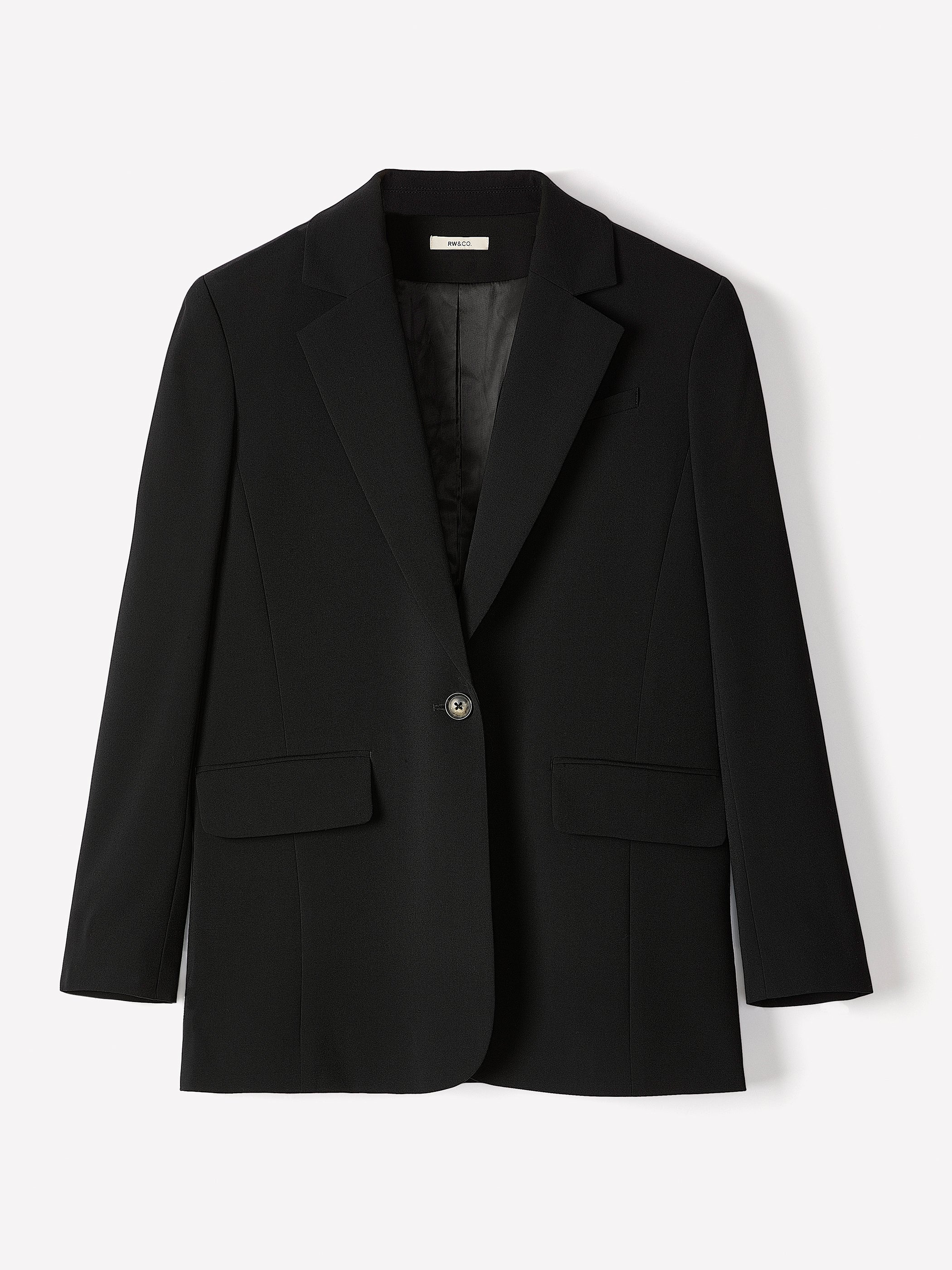 Black Relaxed Fit One-Button Blazer rw&co Special Offer