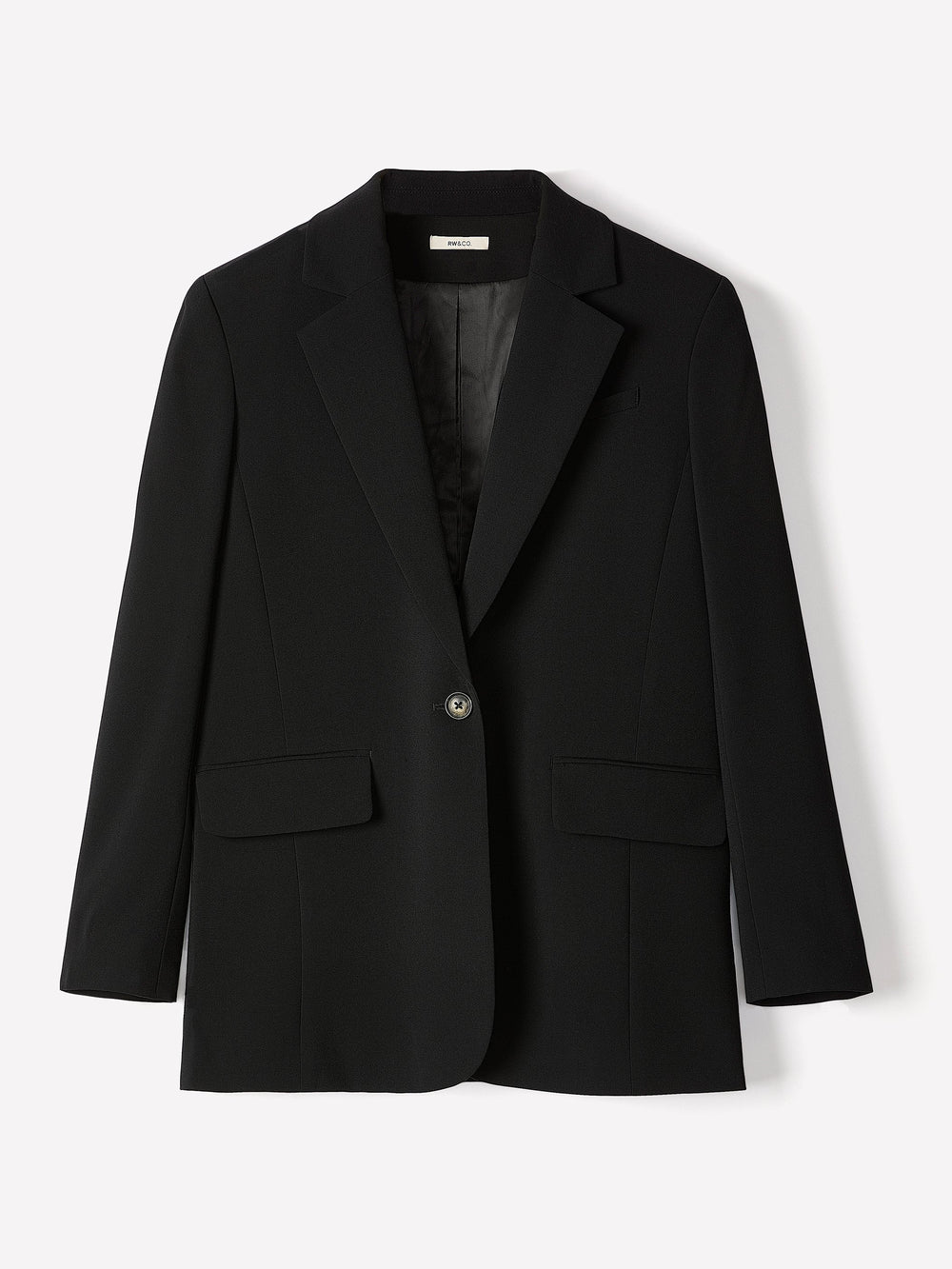 Black Relaxed Fit One-Button Blazer rw&co Special Offer
