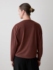 Long-Sleeve Top with Draped Crew Neckline rw&co Limited Time Discount