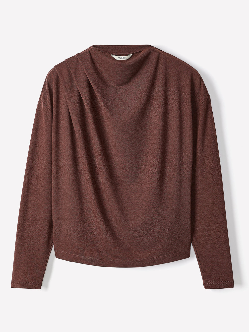 Long-Sleeve Top with Draped Crew Neckline rw&co Limited Time Discount