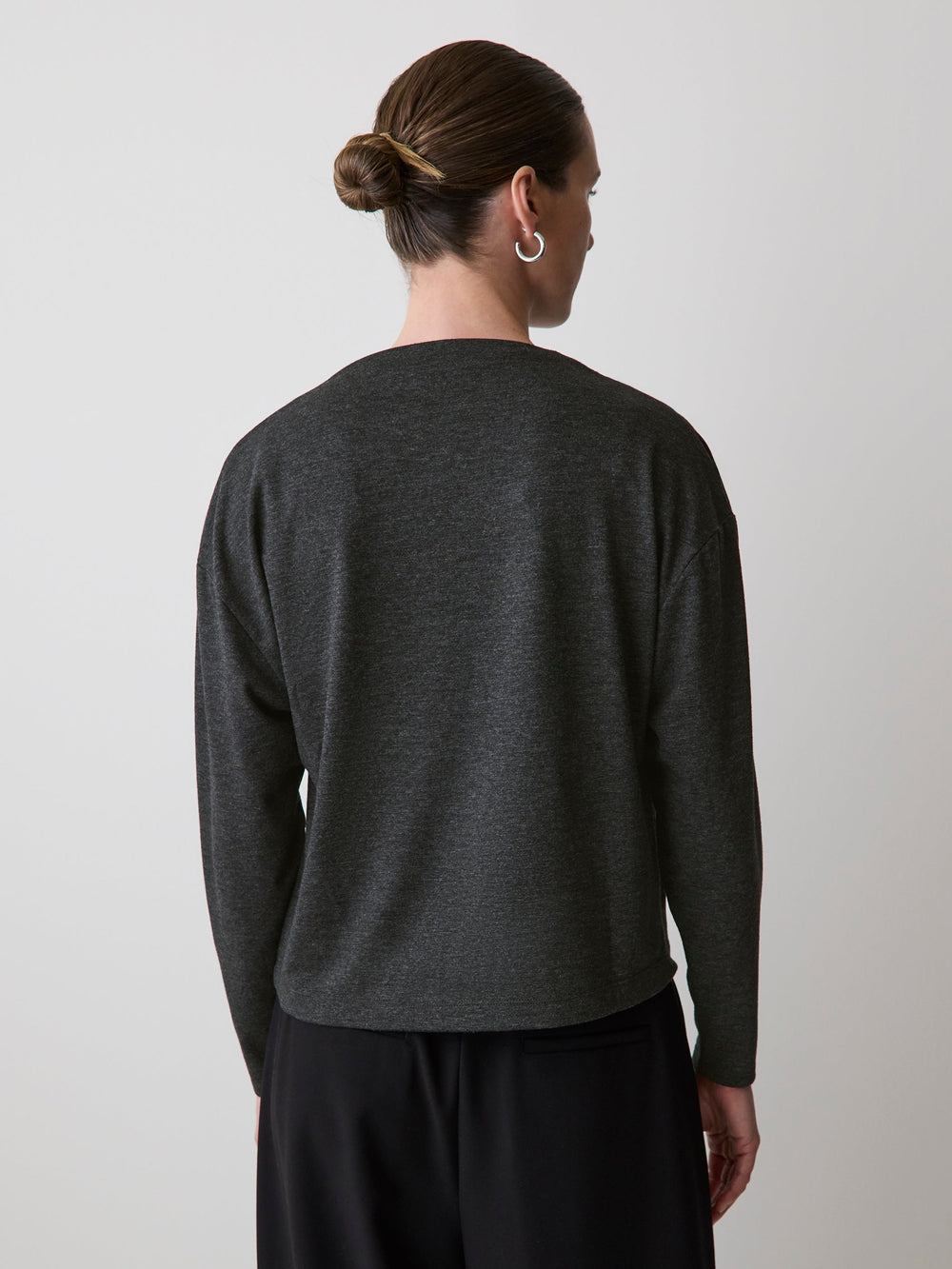 Long-Sleeve Top with Draped Crew Neckline rw&co Limited Time Discount