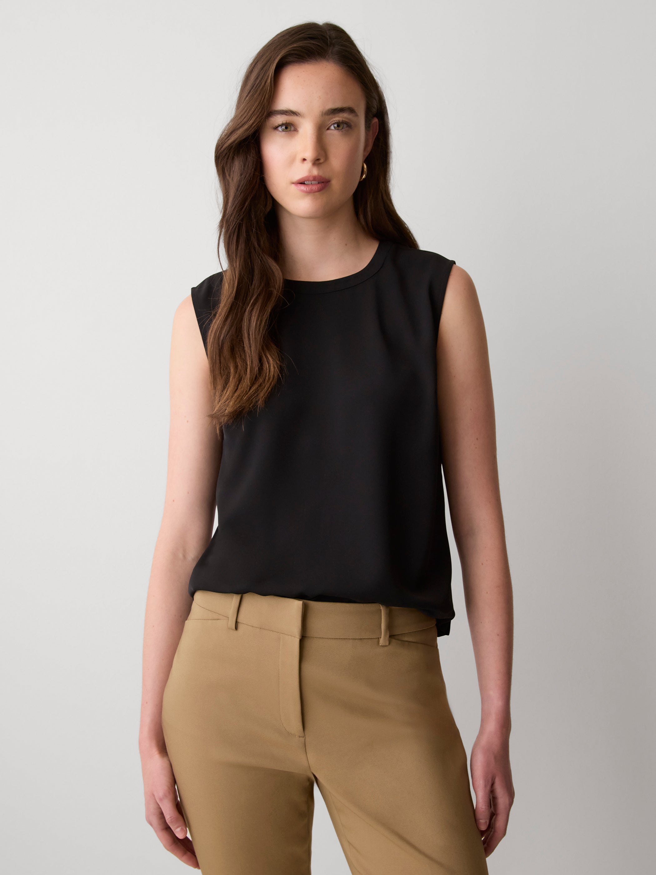 Crew-Neck Satin Cami rw&co Great Value Deal