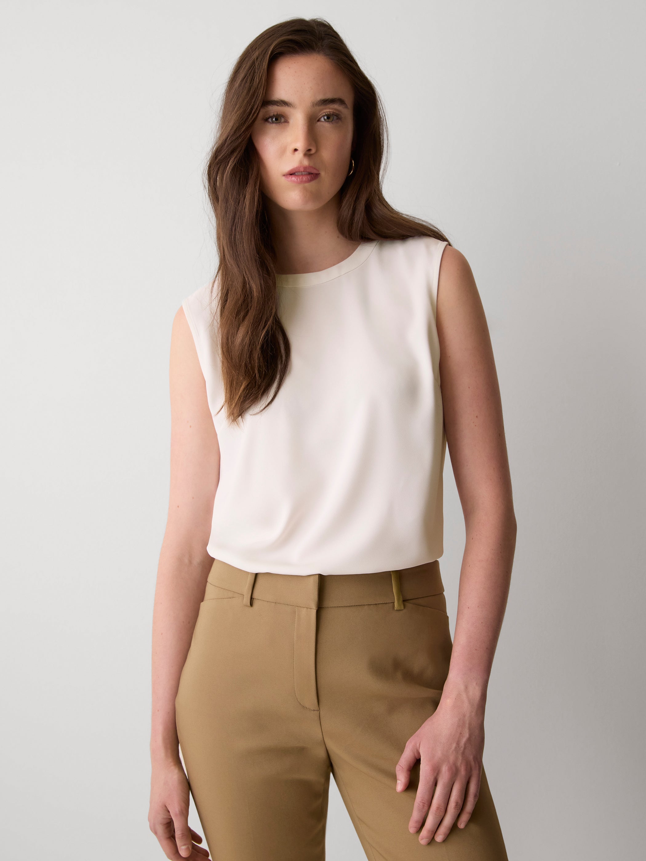 Crew-Neck Satin Cami rw&co Great Value Deal