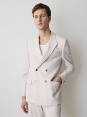Tailored Fit Double-Breasted Striped Suit Blazer rw&co Great Value Deal