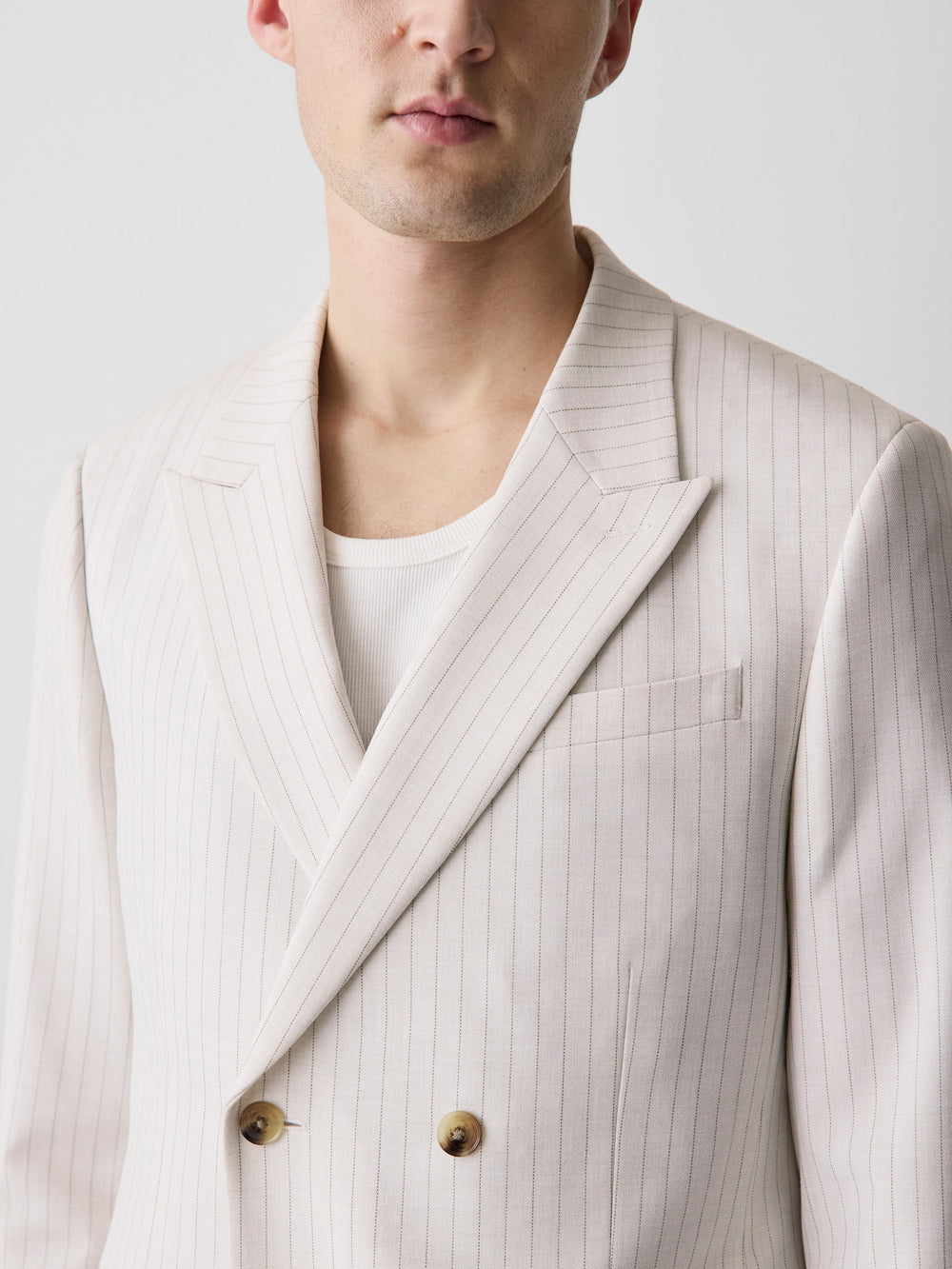 Tailored Fit Double-Breasted Striped Suit Blazer rw&co Great Value Deal