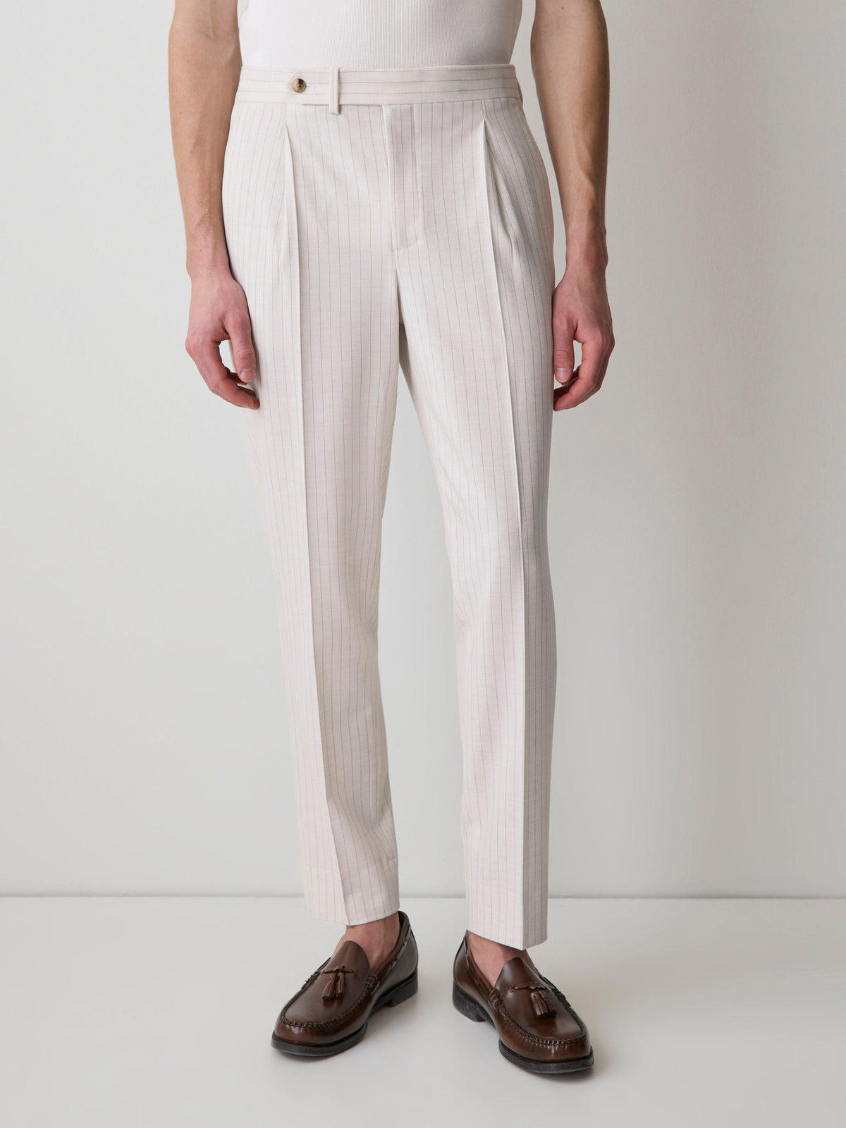 Pleated Tapered-Leg Striped Suit Pant rw&co Exclusive Sale Price