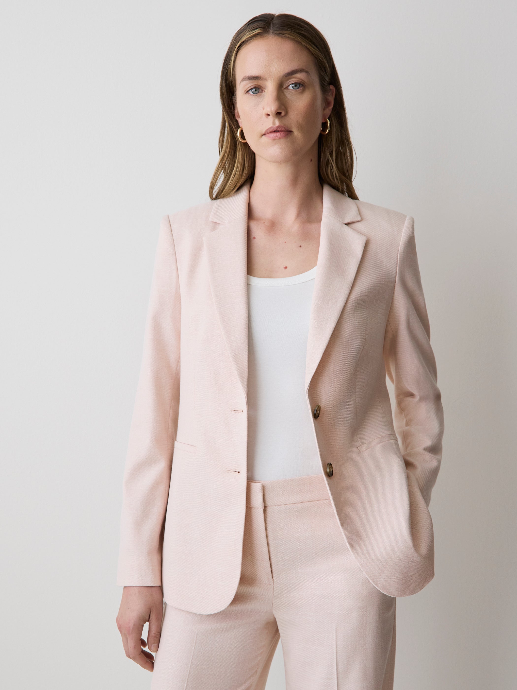 Soft Pink Two-Button Fitted Blazer rw&co Special Promo Price