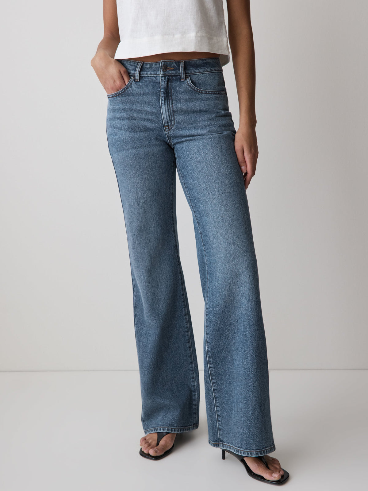 High-Rise Wide-Leg Jeans rw&co On Sale