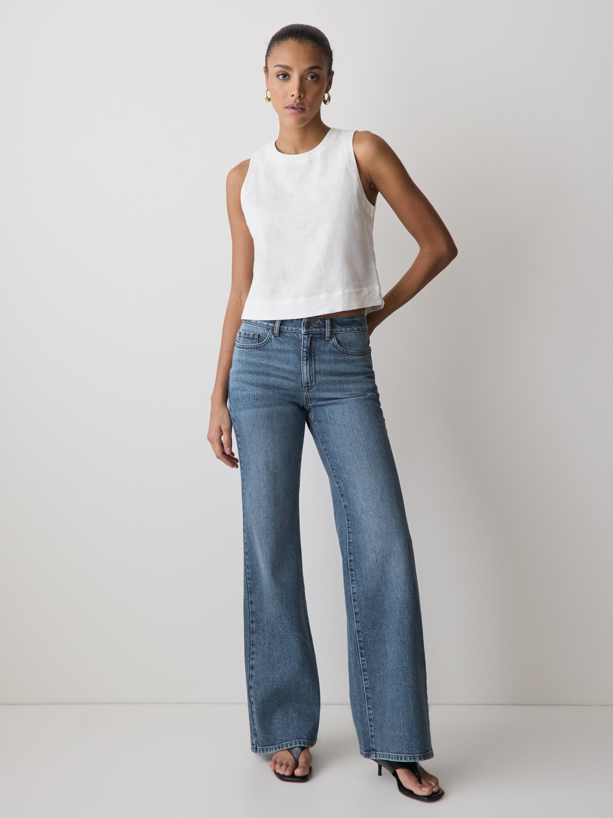 High-Rise Wide-Leg Jeans rw&co On Sale
