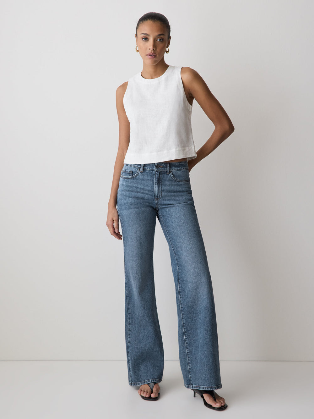 High-Rise Wide-Leg Jeans rw&co On Sale