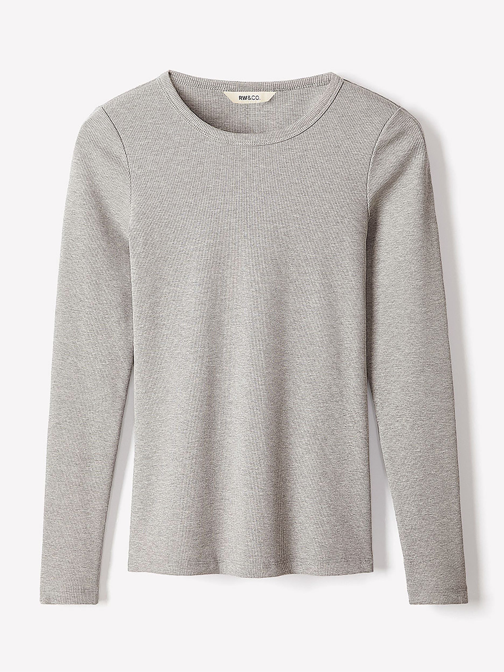 Long-Sleeve Crew-Neck Fitted Ribbed Tee rw&co Special Promo Price