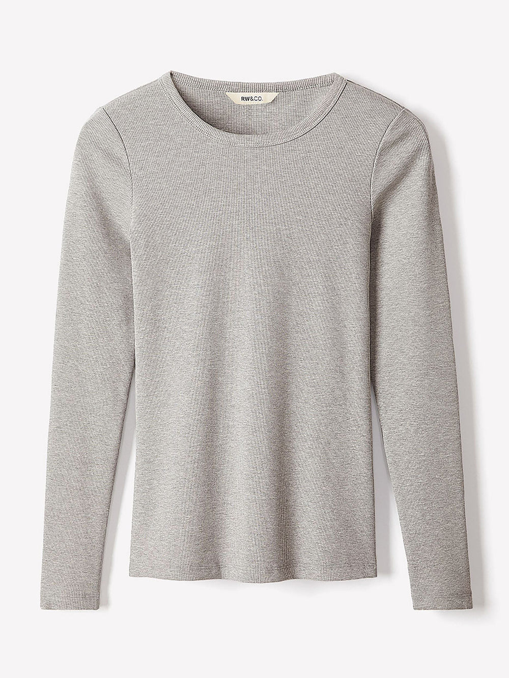 Long-Sleeve Crew-Neck Fitted Ribbed Tee rw&co Special Promo Price