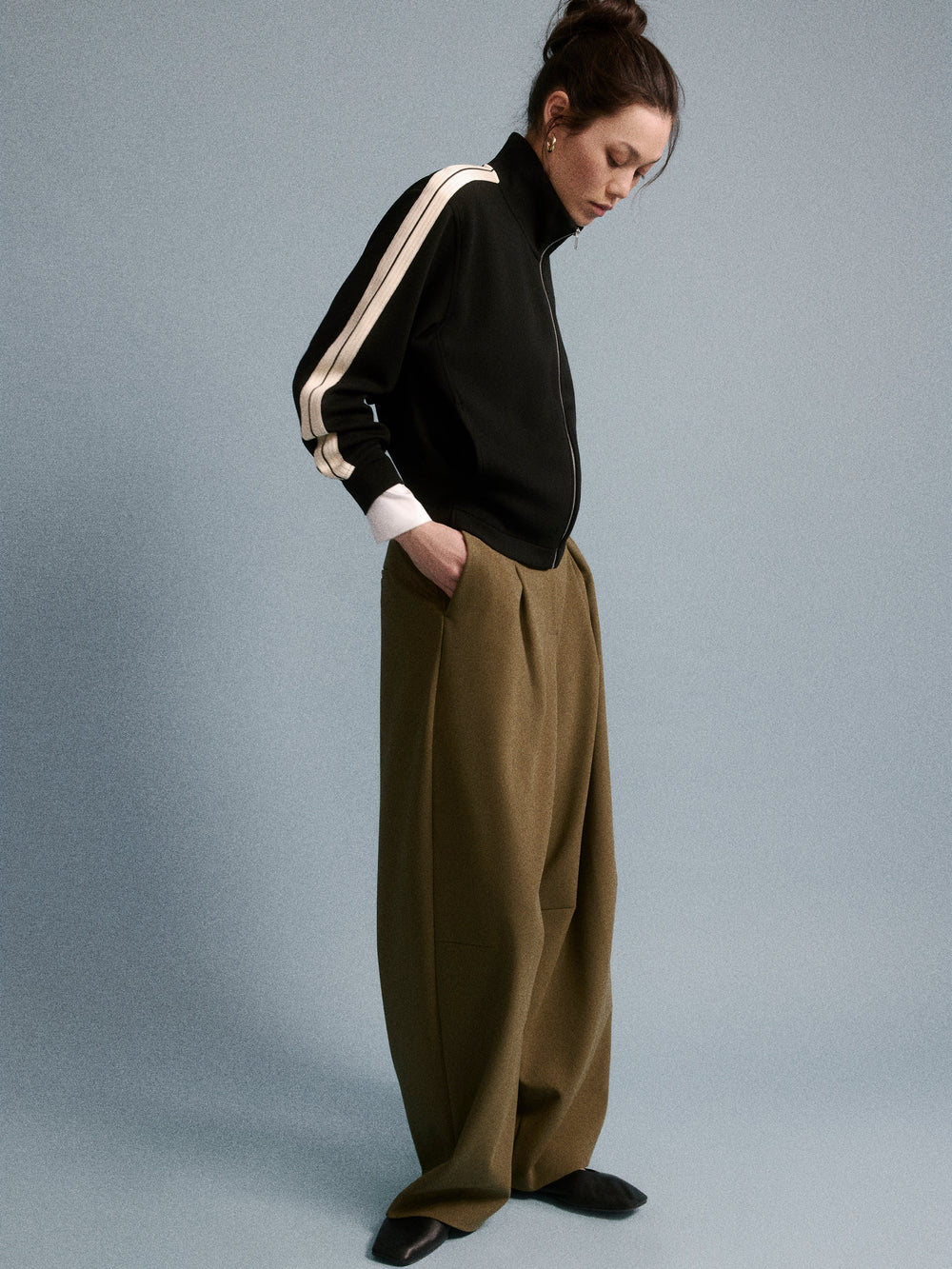 Twill High-Rise Barrel Pant rw&co On Sale