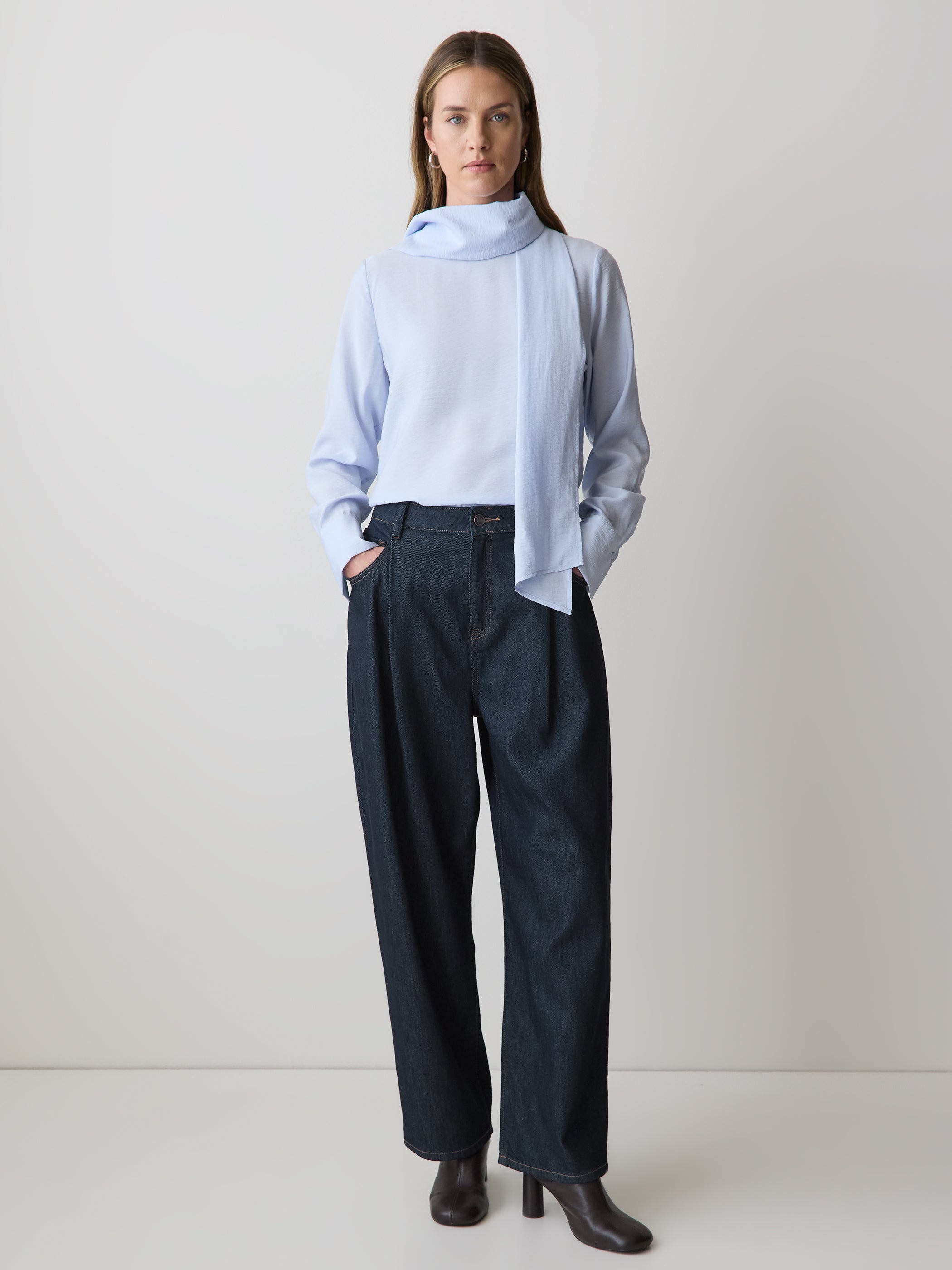 High-Rise Barrel Jeans rw&co On Sale