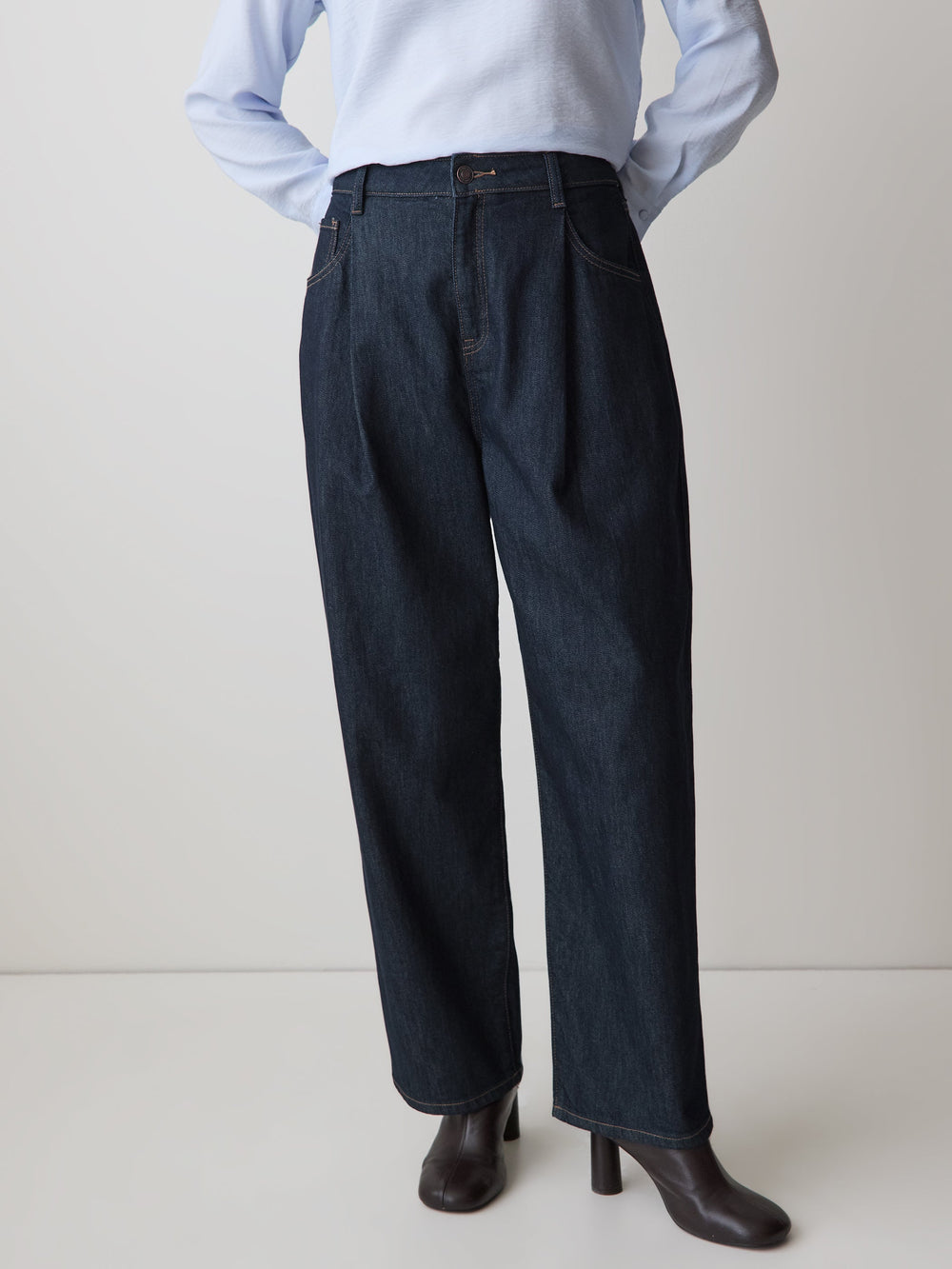 High-Rise Barrel Jeans rw&co On Sale