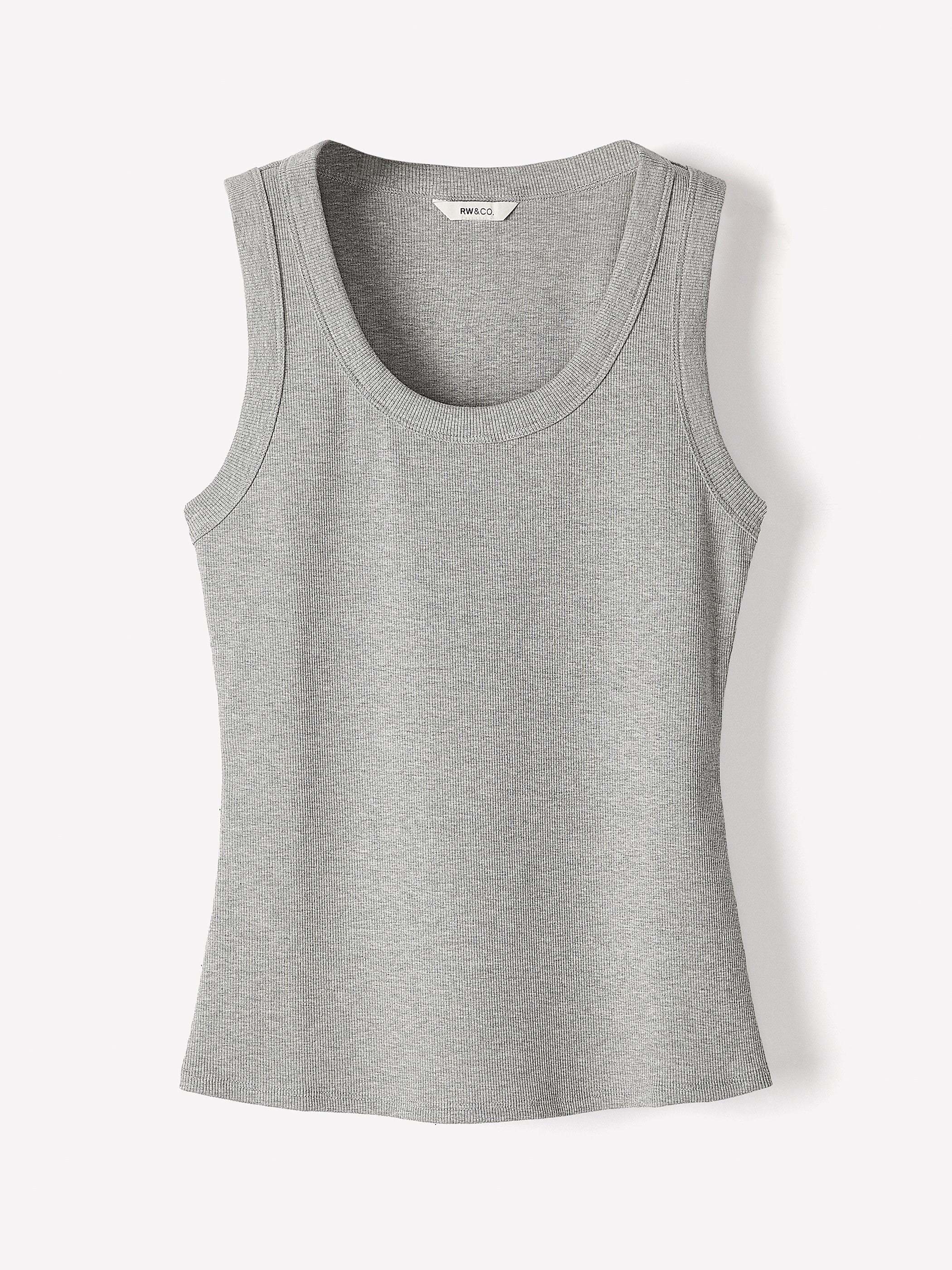 Scoop-Neck Ribbed Tank rw&co On Sale