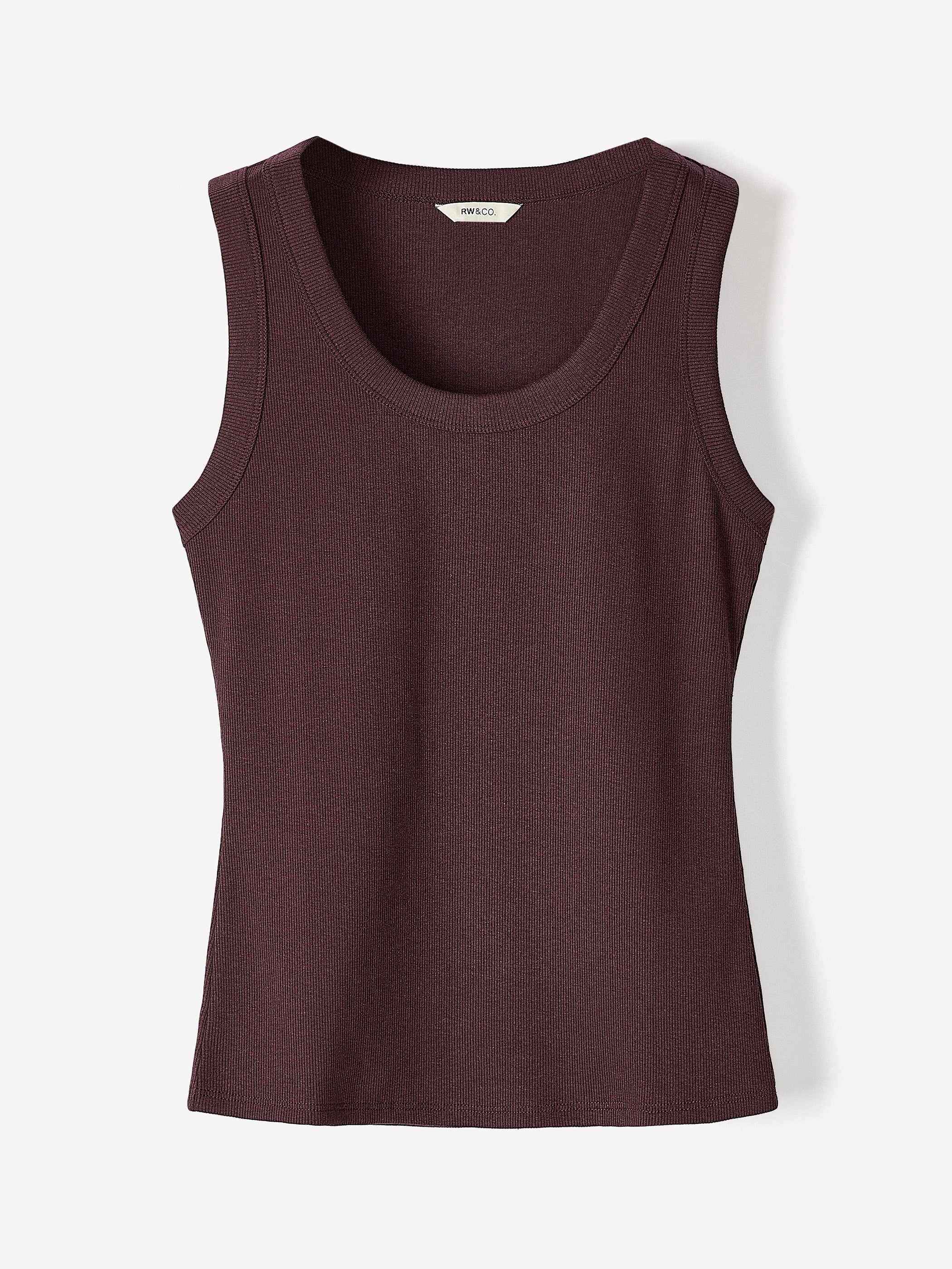 Scoop-Neck Ribbed Tank rw&co On Sale