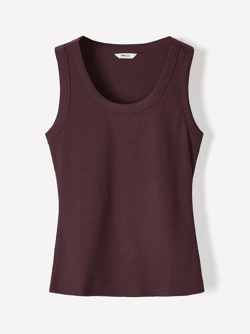 Scoop-Neck Ribbed Tank rw&co On Sale
