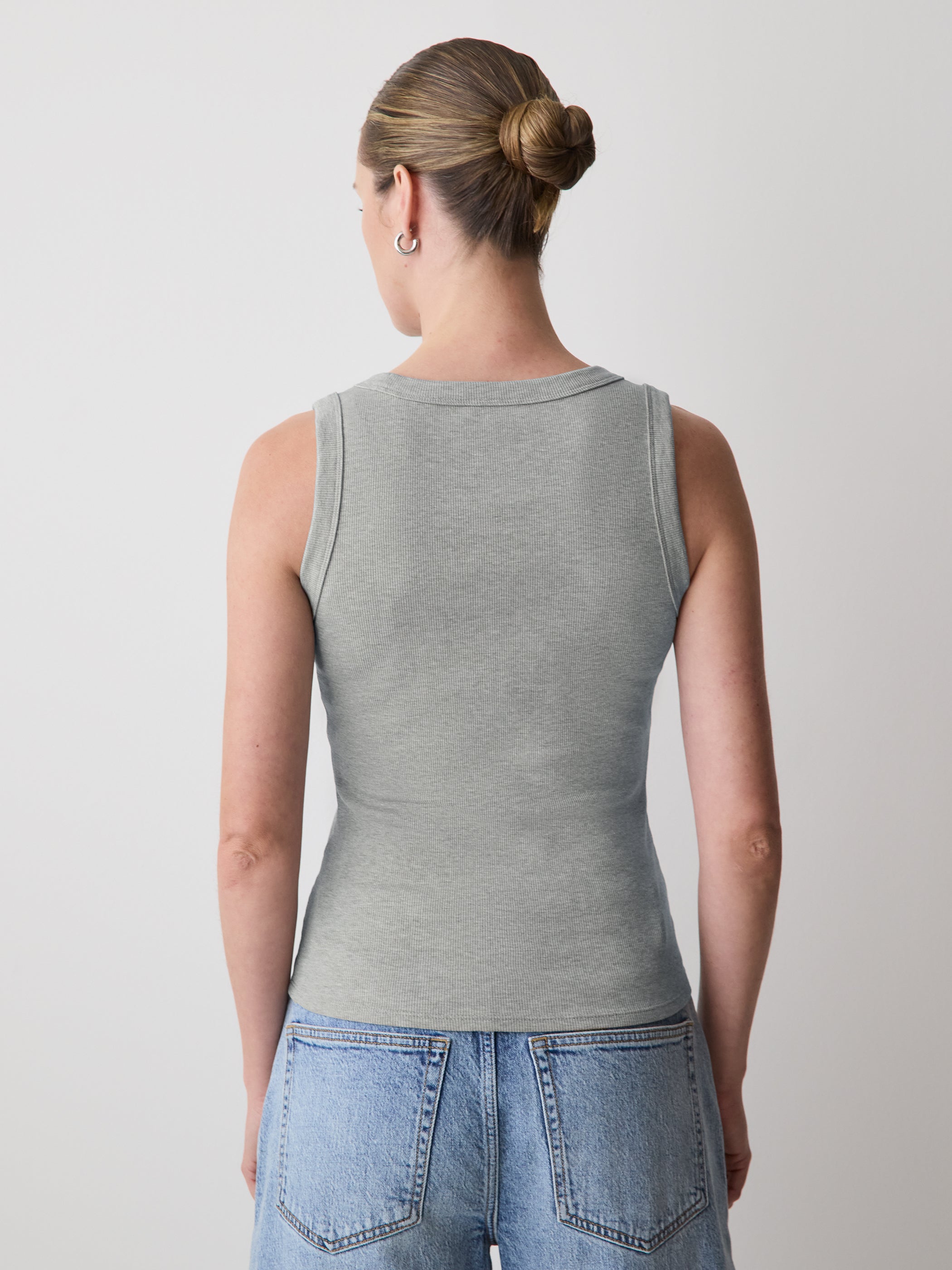 Scoop-Neck Ribbed Tank rw&co On Sale