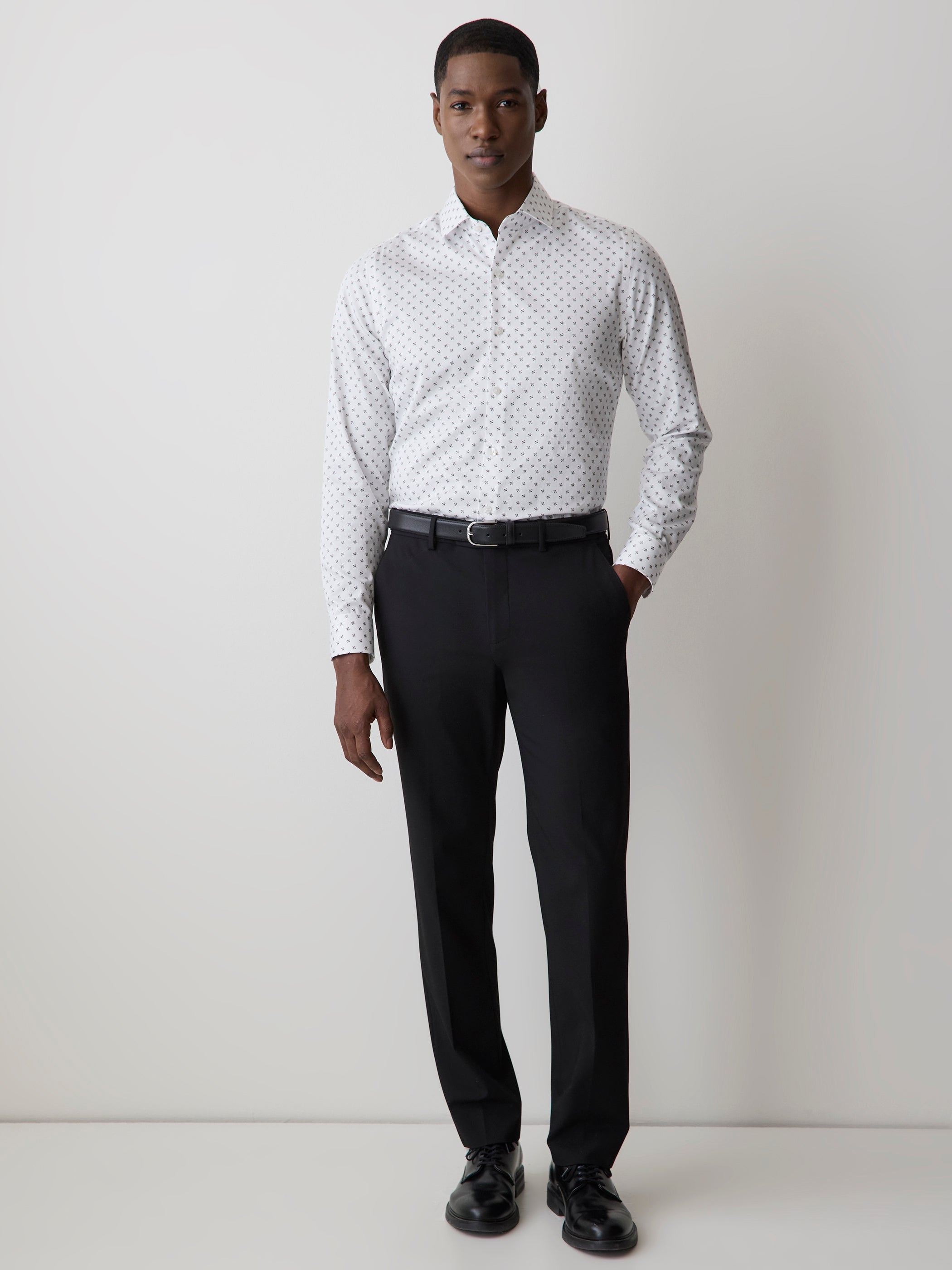 Slim Fit Dress Shirt with Floral Dotted Pattern rw&co On Sale