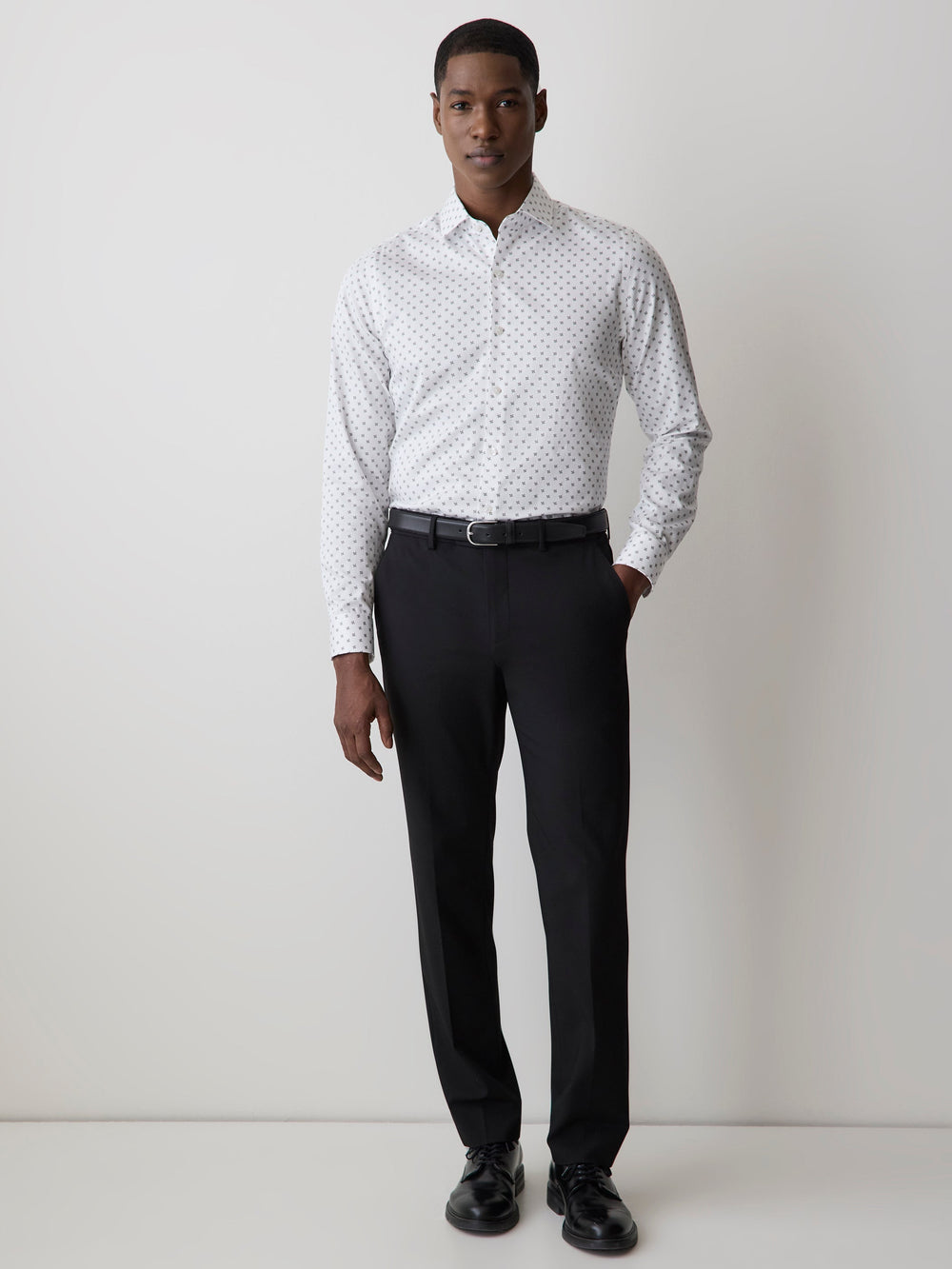 Slim Fit Dress Shirt with Floral Dotted Pattern rw&co On Sale