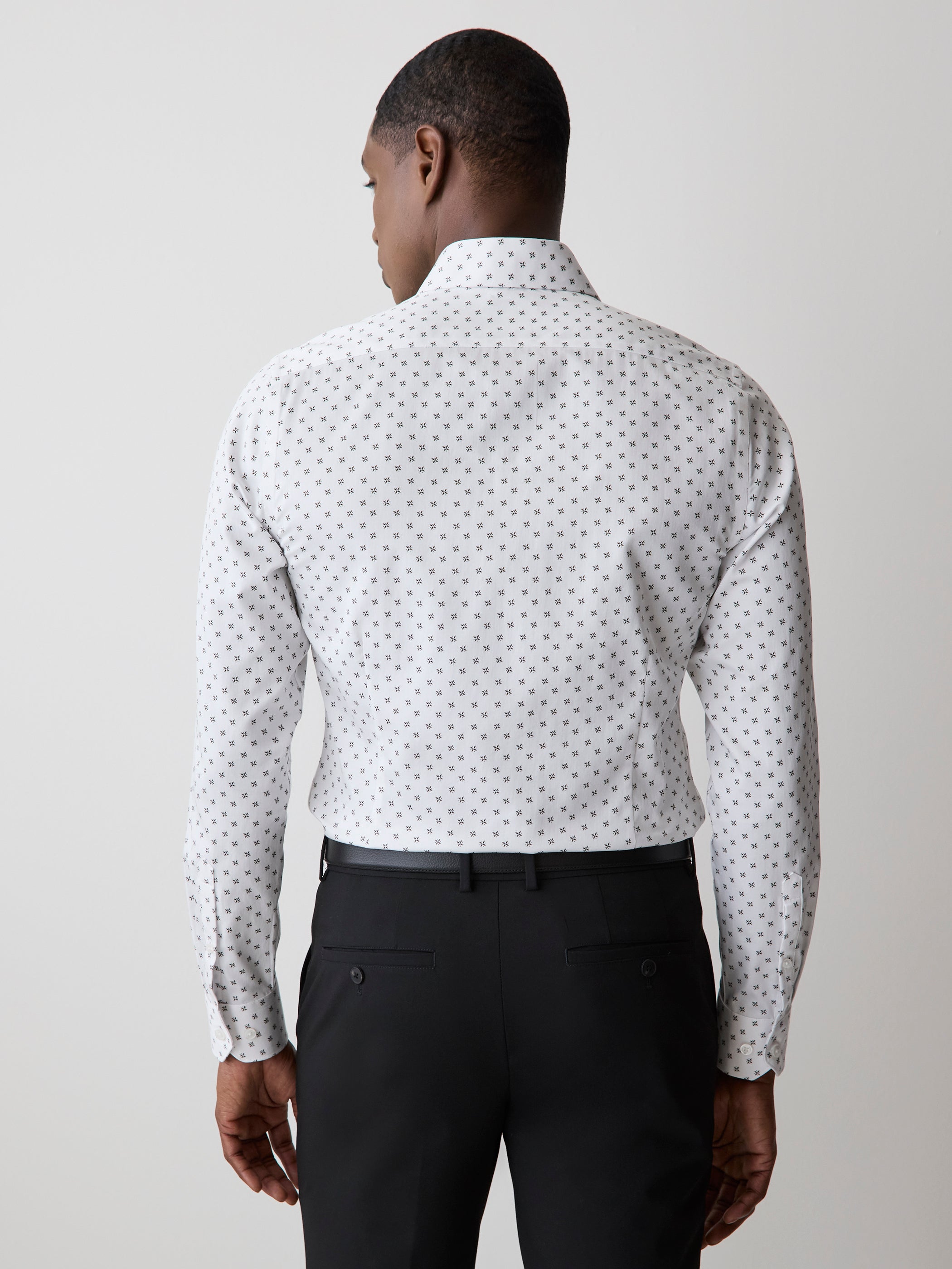 Slim Fit Dress Shirt with Floral Dotted Pattern rw&co On Sale