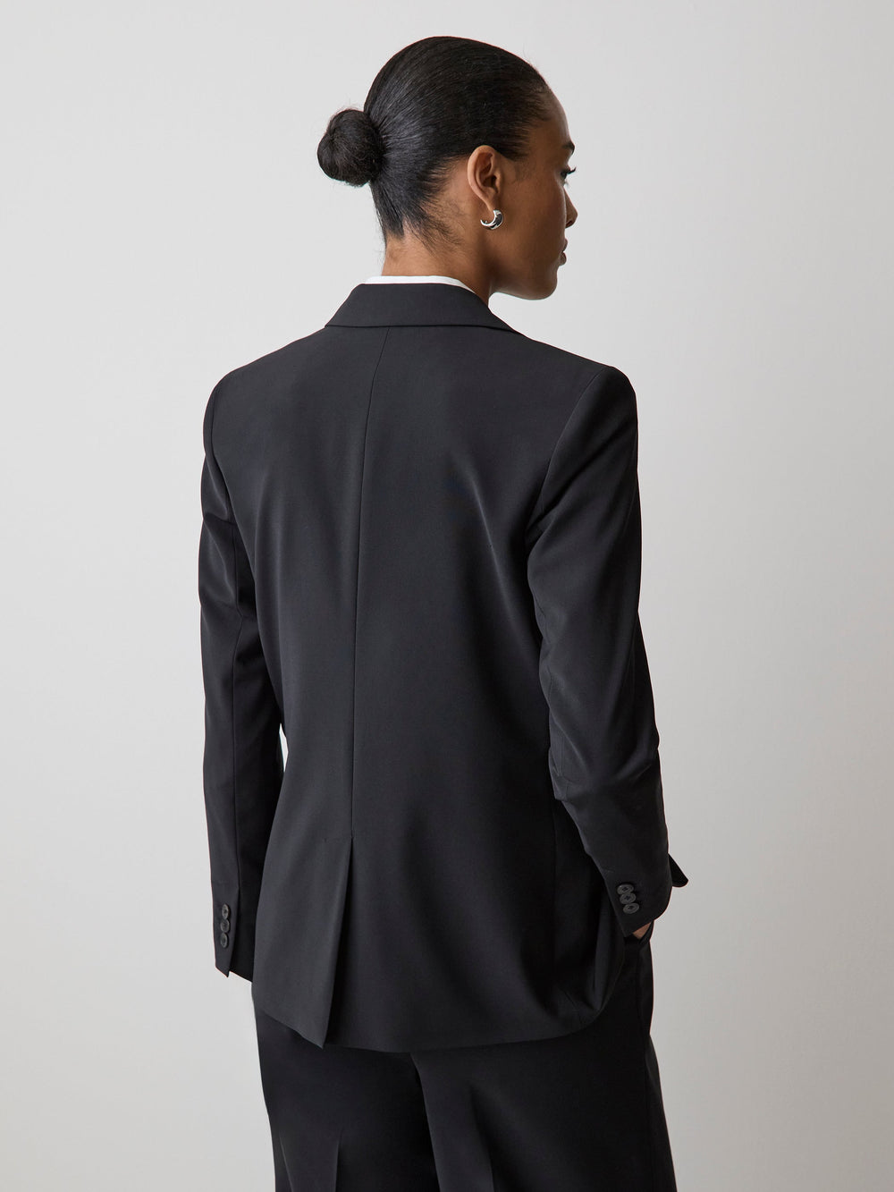 Black One-Button Wool-Blend Blazer rw&co Great Value Deal